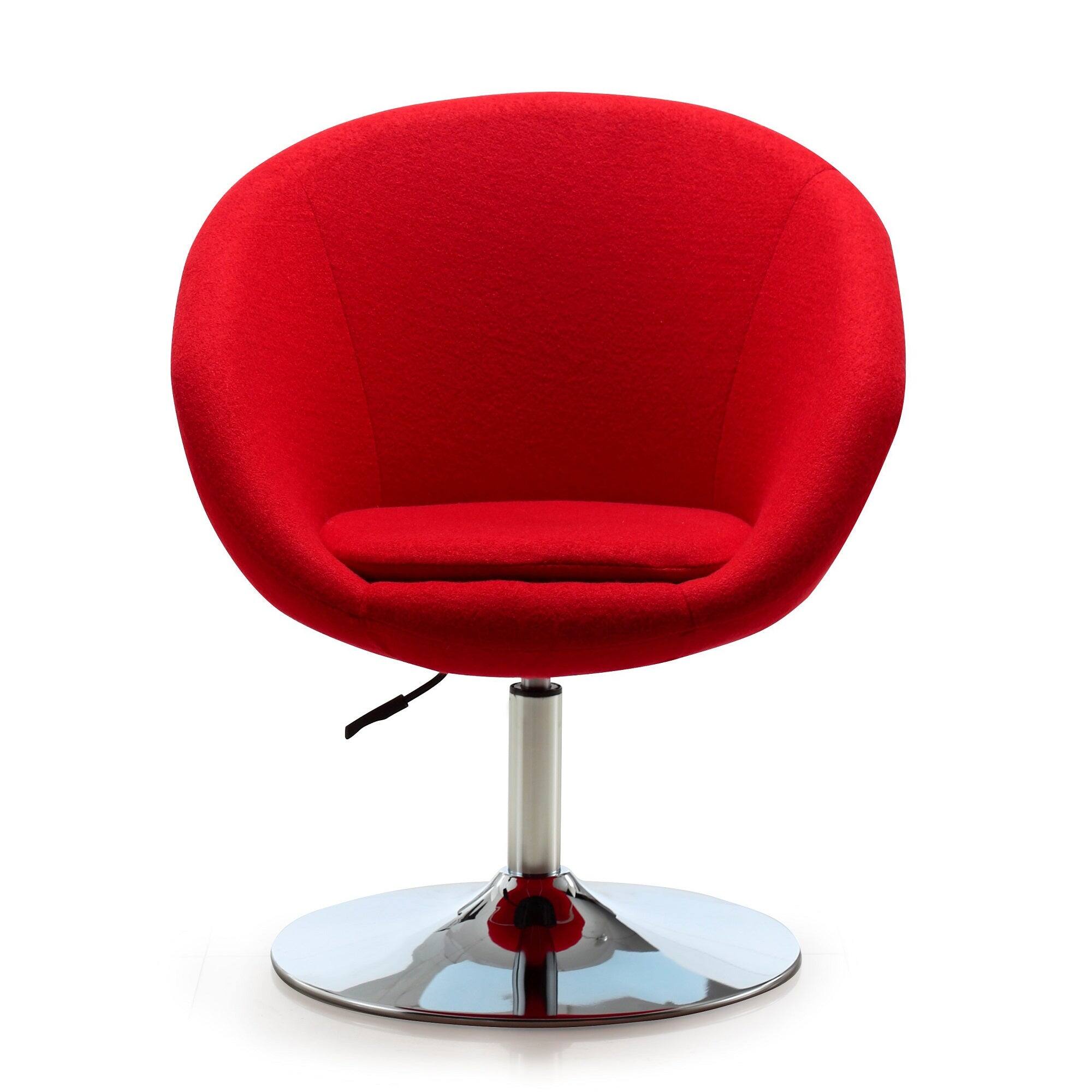 Back. Manhattan Comfort - Hopper Modern Upholstered Swivel Lounge Chair - Red.