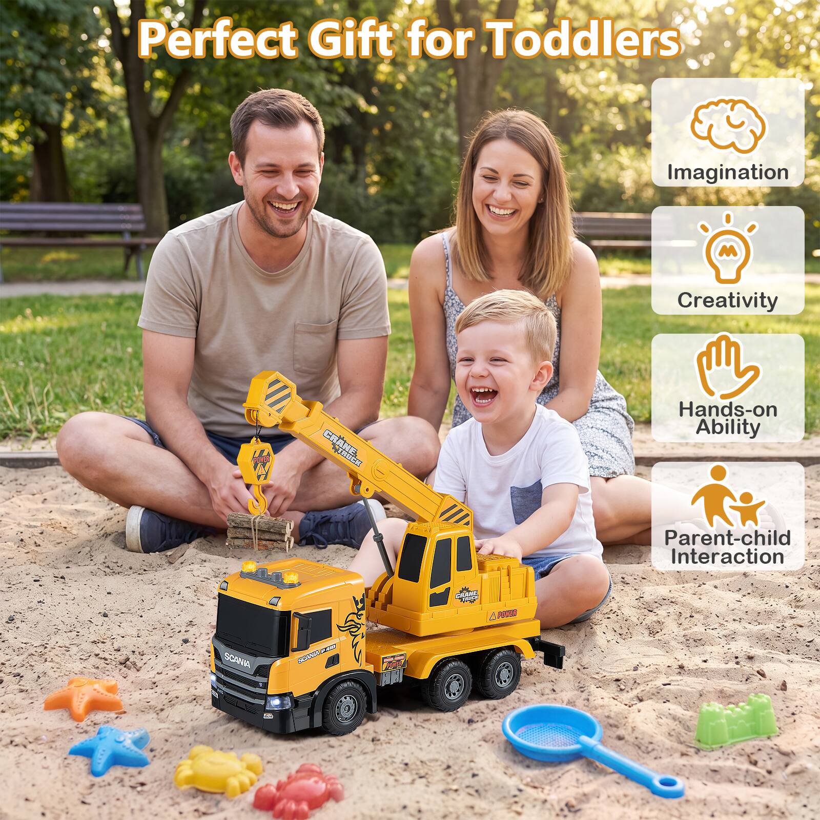 Perfect Gift for Toddlers

- Imagination
- Creativity
- Hands-on Ability
- Parent-child Interaction

CRANE TRUCK

SCANA