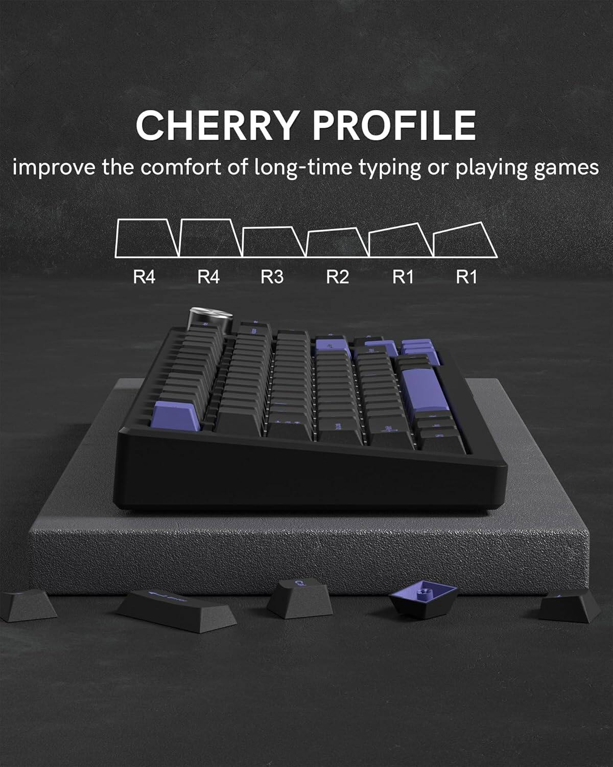 CHERRY PROFILE  
improve the comfort of long-time typing or playing games  

R4 R4 R3 R2 R1 R1