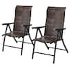 Front. Costway - Costway 2PC Patio Rattan Folding Chair Recliner Back Adjustable - Brown.