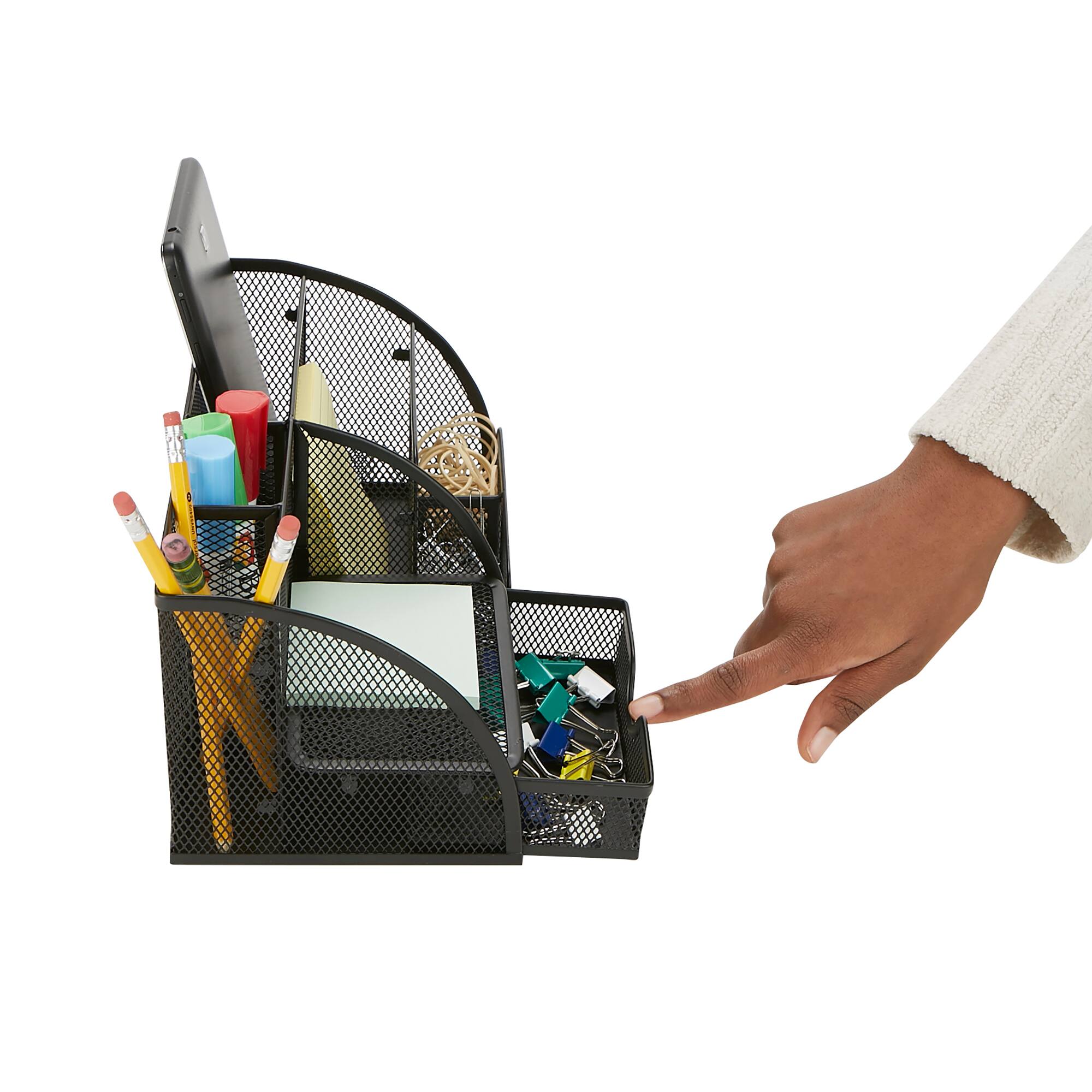 Alt View 11. Mind Reader - Desk Organizer 7 Compartment - Black.