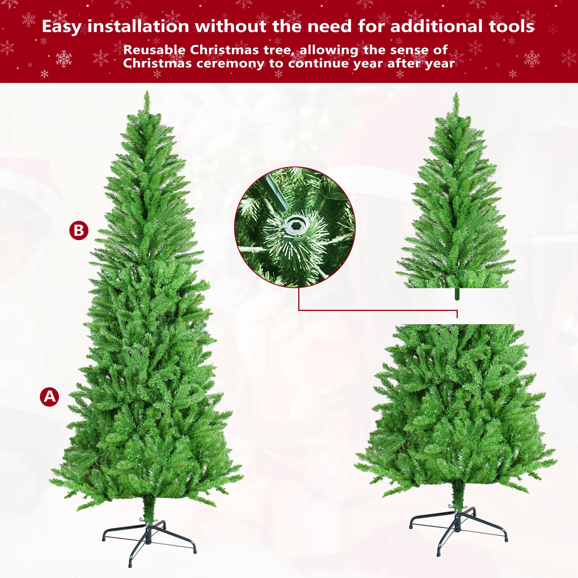 Easy installation without the need for additional tools  
Reusable Christmas tree, allowing the sense of Christmas ceremony to continue year after year