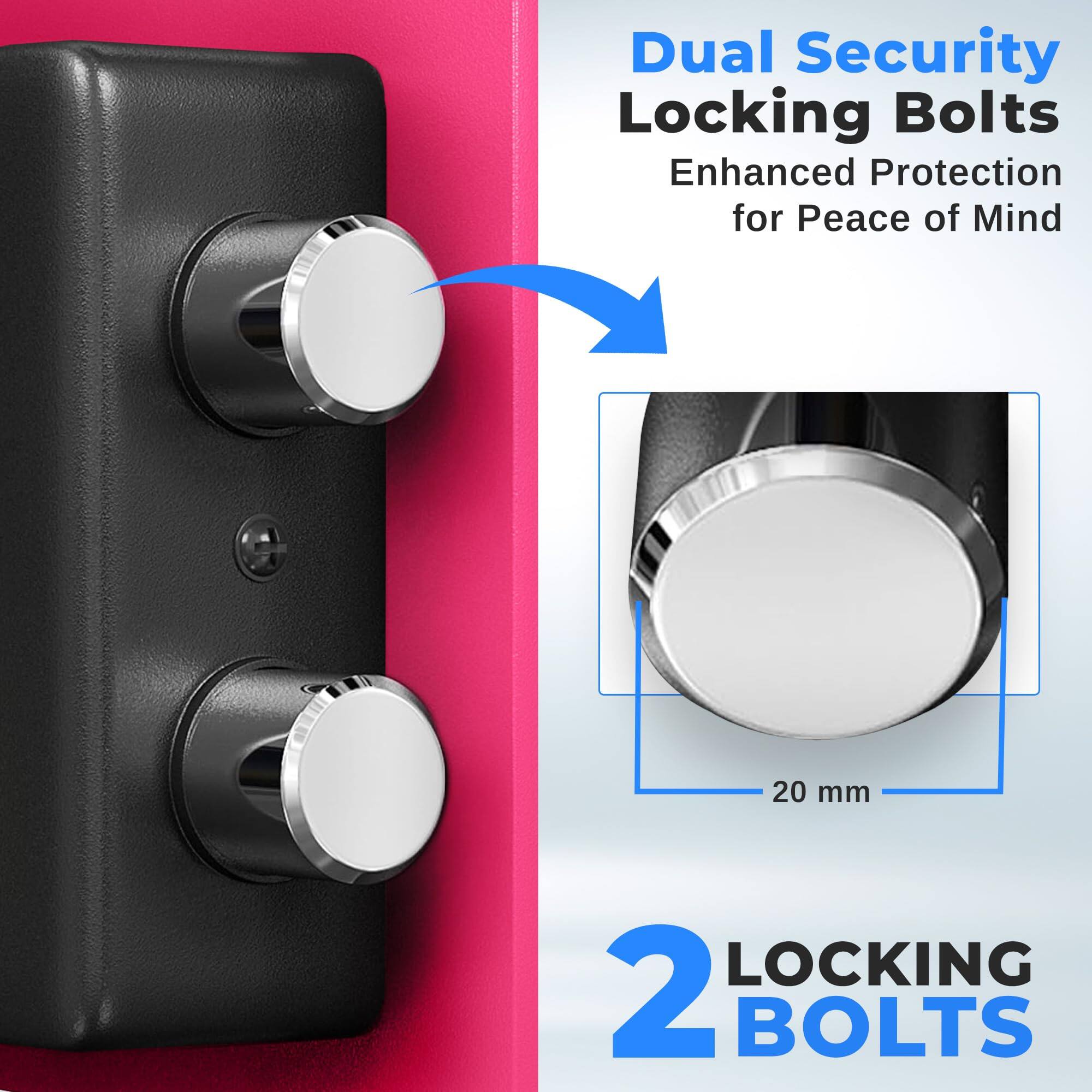 Dual Security Locking Bolts  
Enhanced Protection for Peace of Mind  

20 mm  

2 LOCKING BOLTS