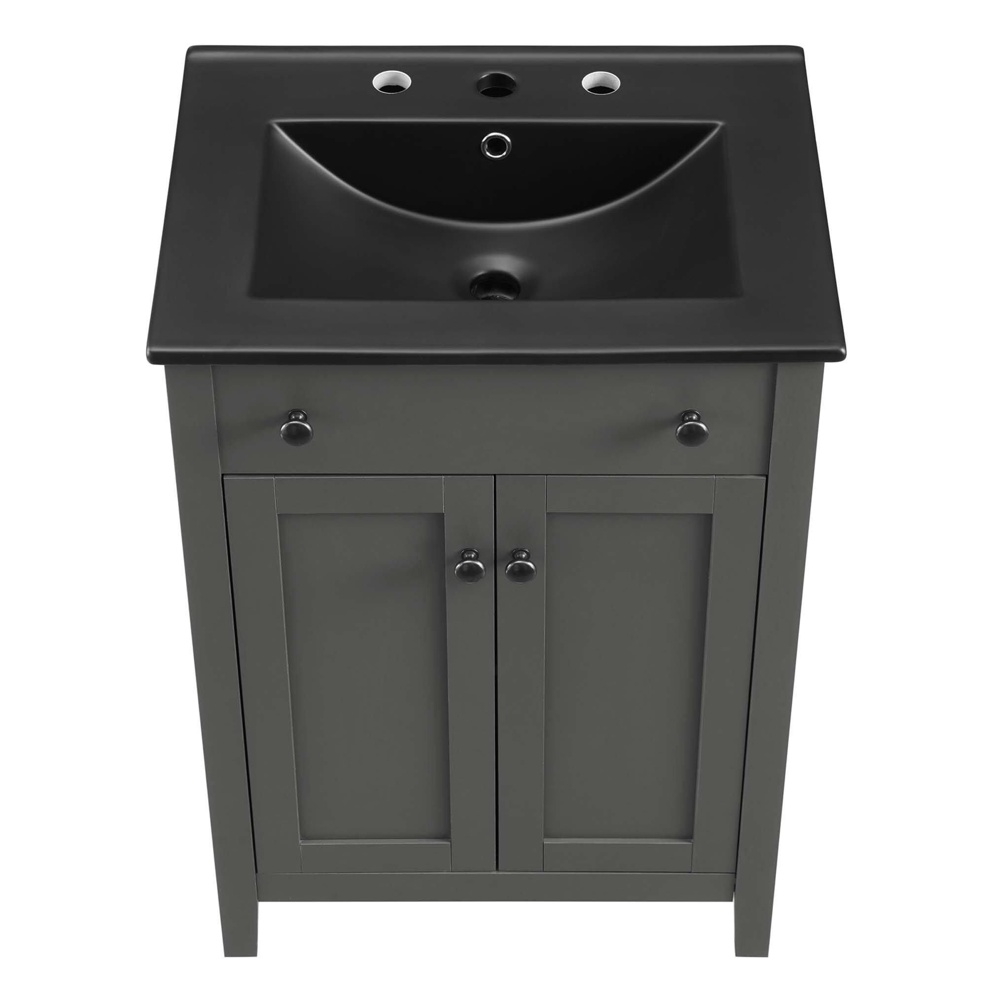 Alt View 5. Modway - Nantucket Bathroom Vanity Basin Included - Gray Black.