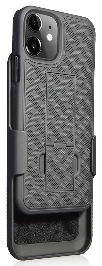 Alt View 8. Nakedcellphone - Case with Stand and Belt Clip Holster for iPhone 11 - Black.