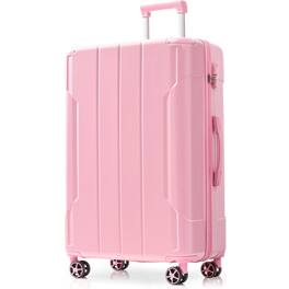 HTUTWOO - Hardshell Luggage - 28-inch Expandable Checked Suitcase, Lightweight Durable ABS, Double Wheels - Pink