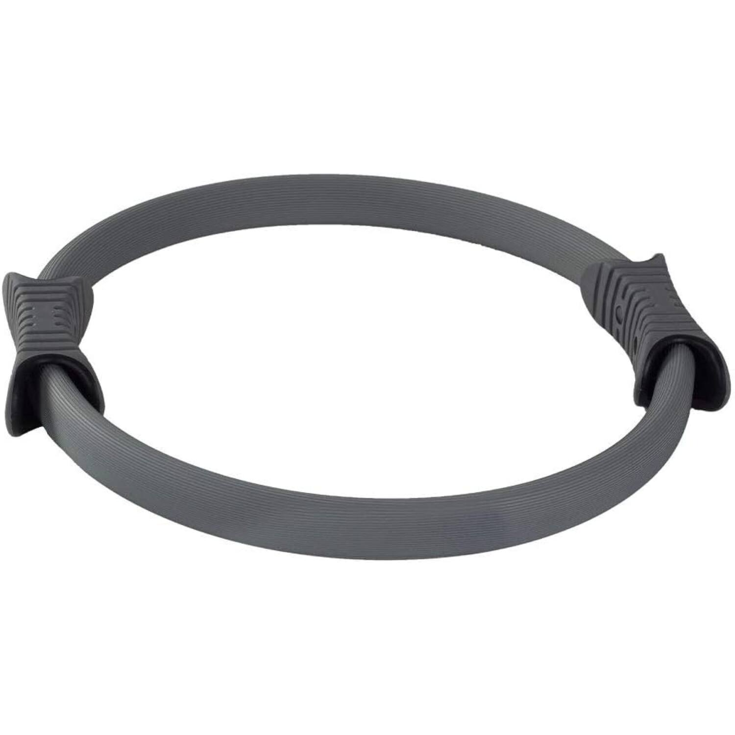 Front. Power Systems - 15" Pilates Ring (Moderate Resistance), Exercise Ring with Foam Cover & 2 Molded Handles - Gray.