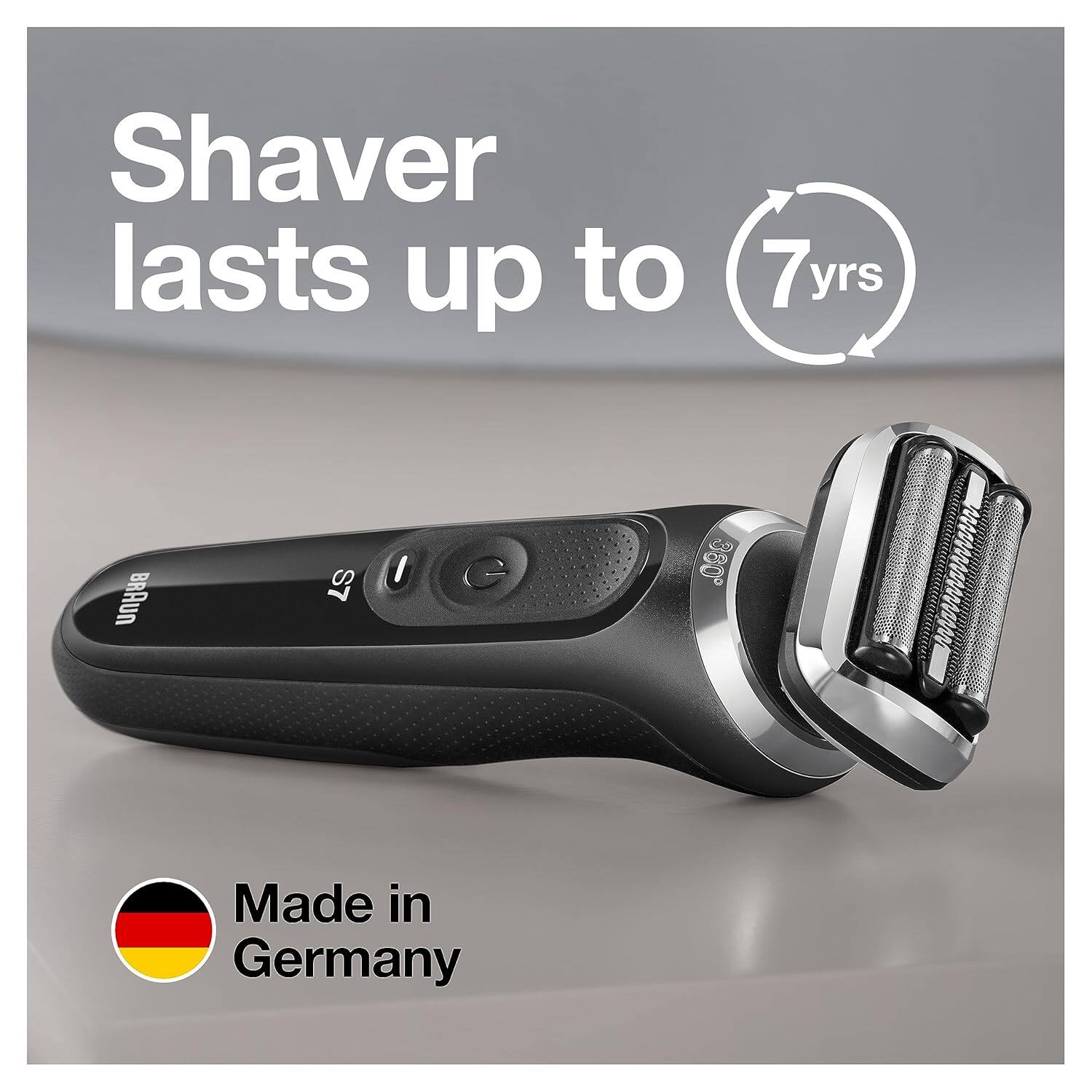 Shaver lasts up to 7 yrs  
BRAun S7  
Made in Germany