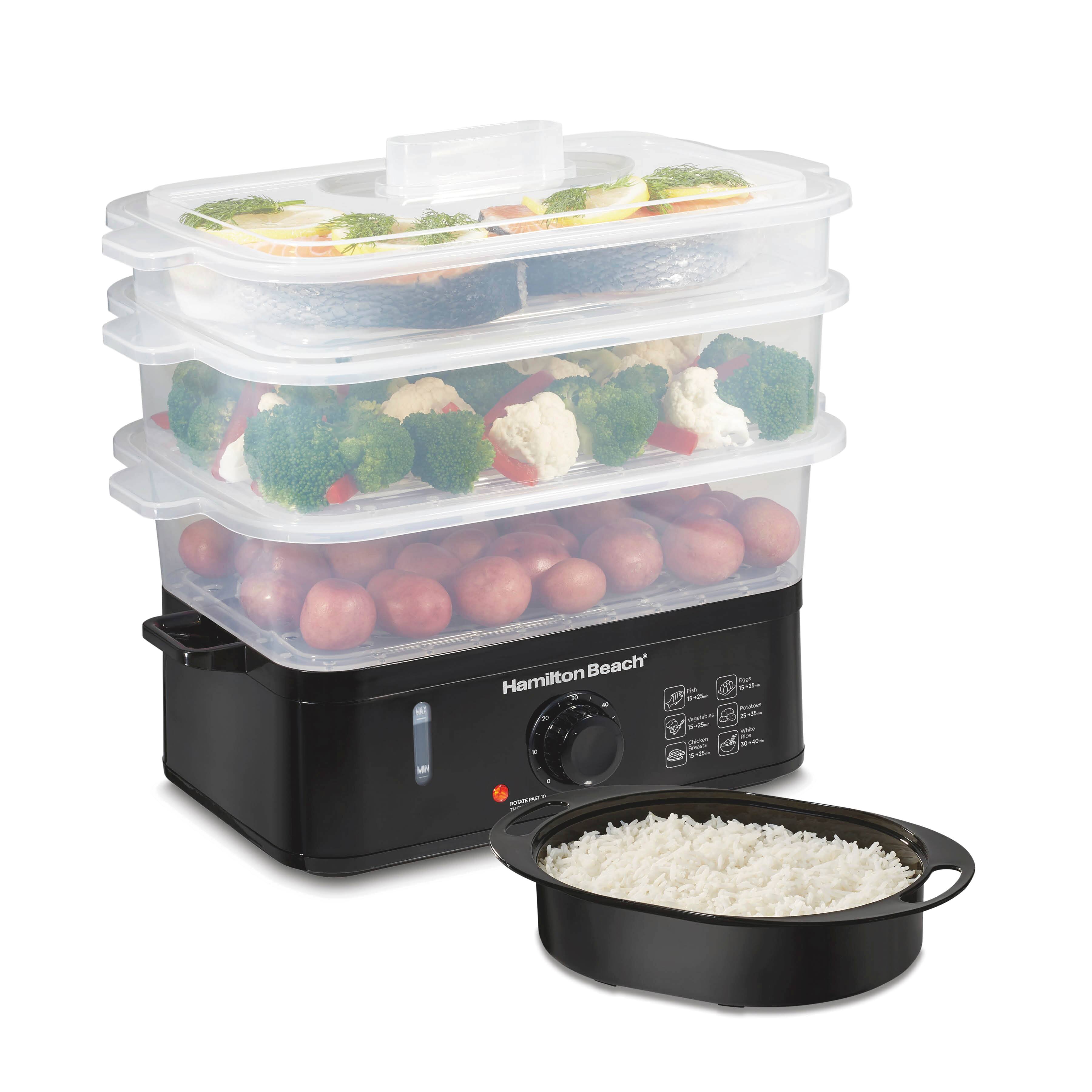 Hamilton Beach - 3-Tier Electric Food Steamer - Black