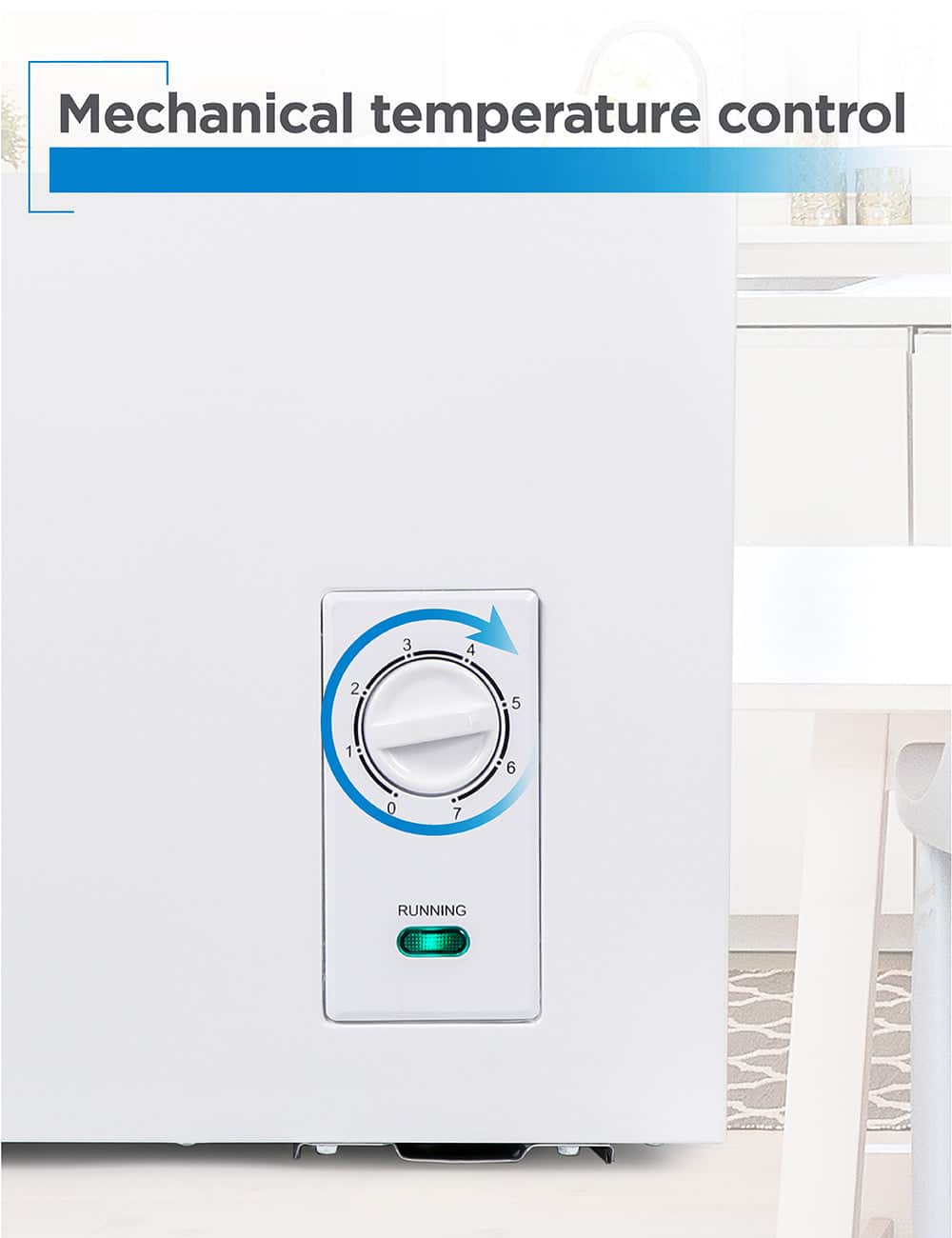 Mechanical temperature control
3 4 2 5 1 6 0 7
RUNNING