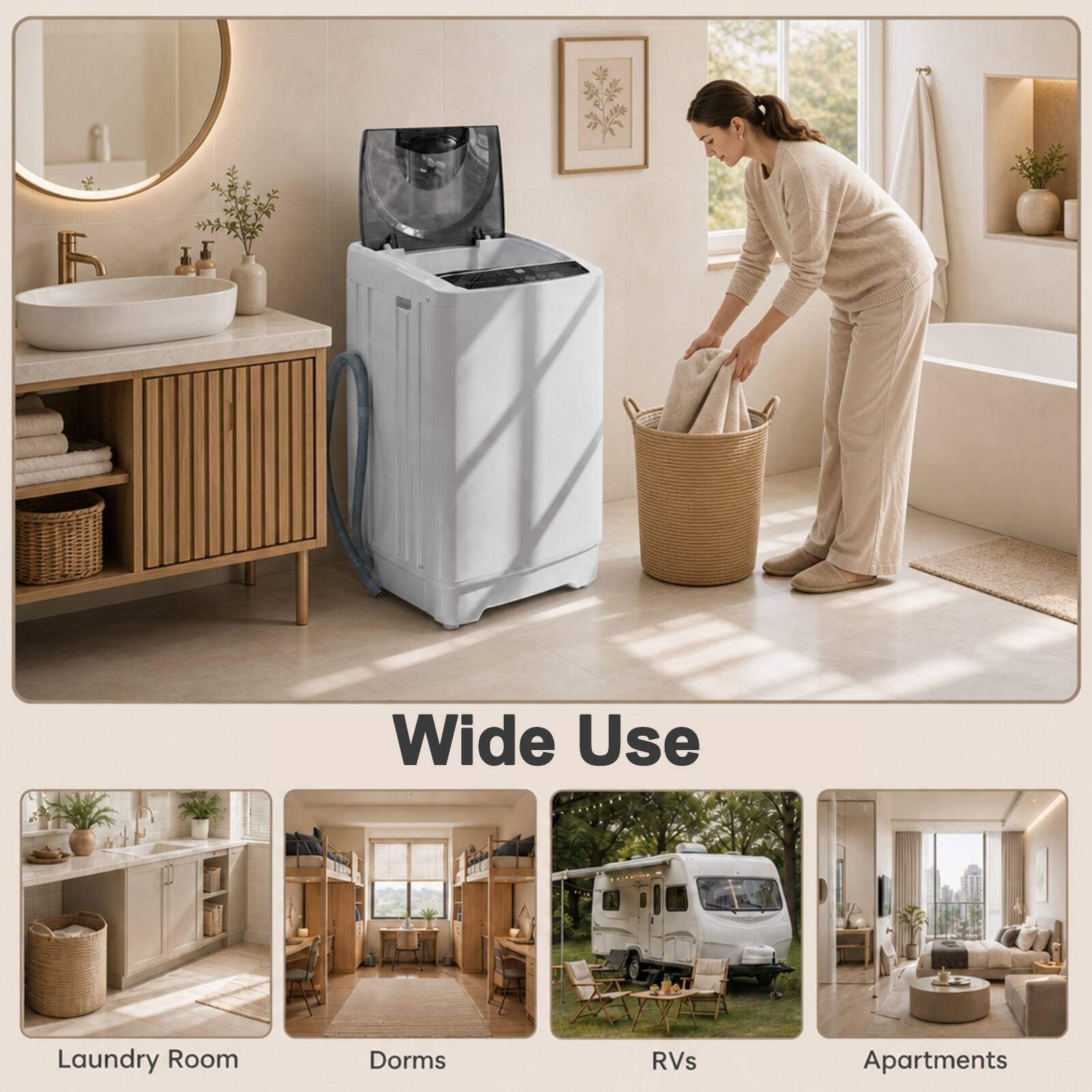 Wide Use

Laundry Room  
Dorms  
RVs  
Apartments