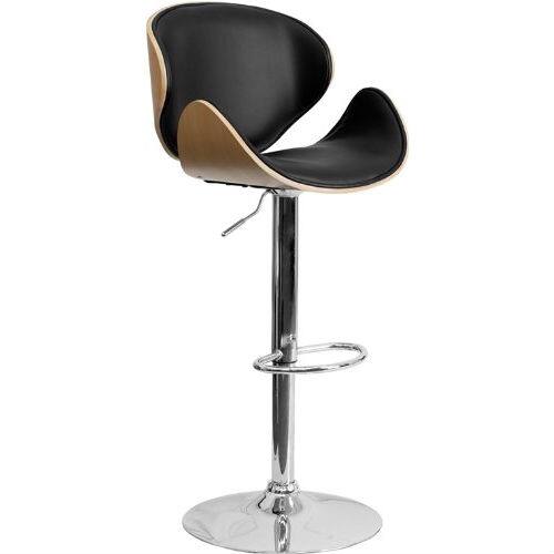Hivvago- Modern Adjustable Height Barstool with Curved Vinyl Seat & Back- Black