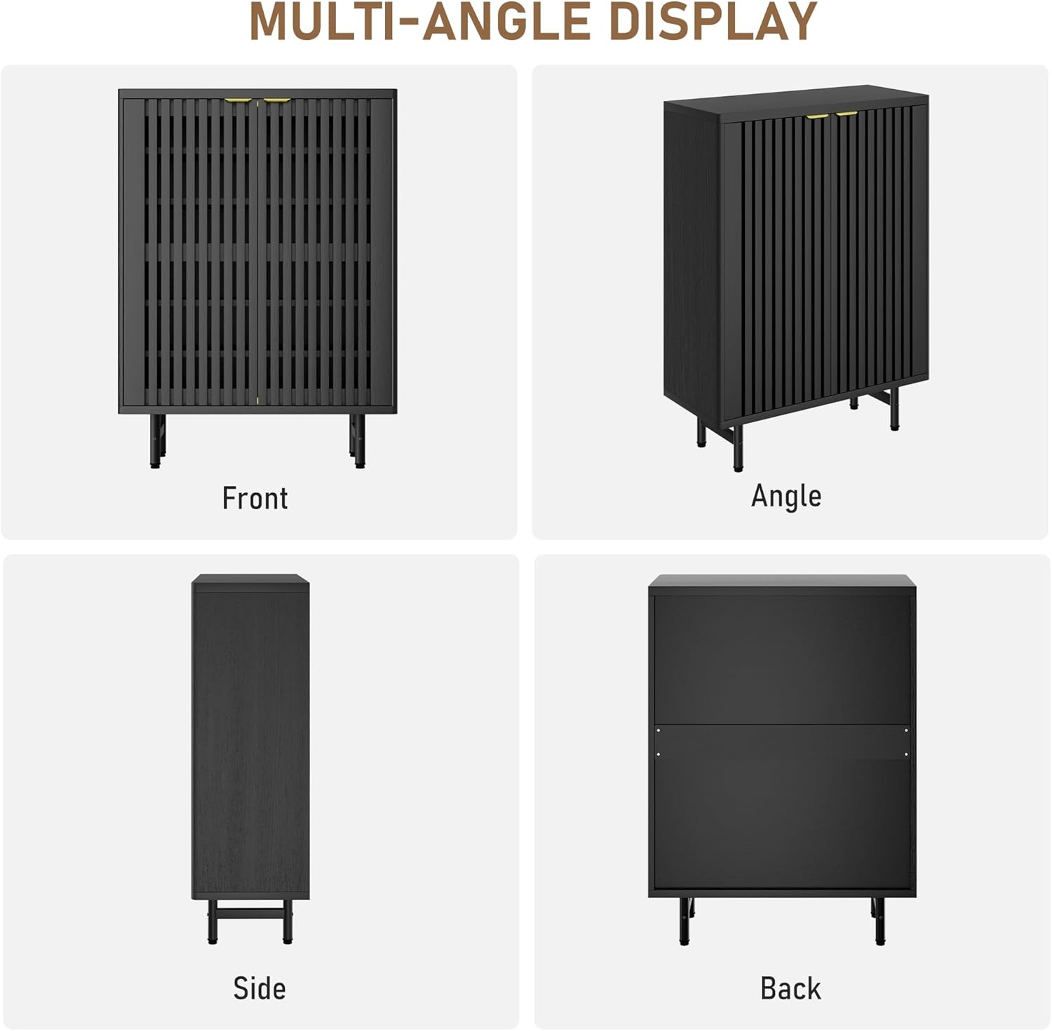 Alt View 2. GARVEE - Shoe Cabinet, 6-Tier Shoe Storage Organizer with Doors,Modern Farmhouse Entryway Hallway Furniture,Black - Black.