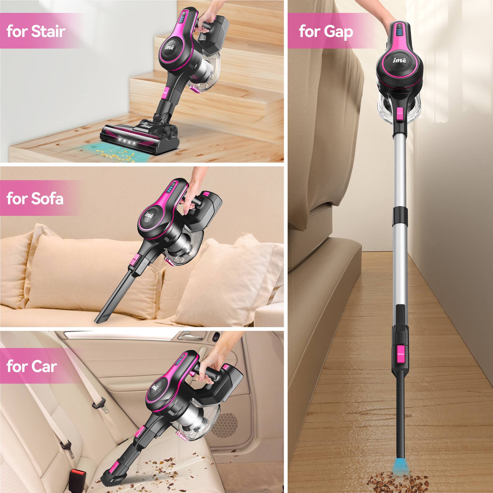 INSE Cordless Handheld Vacuum Cleaner 6 in 1 Powerful 32Kpa