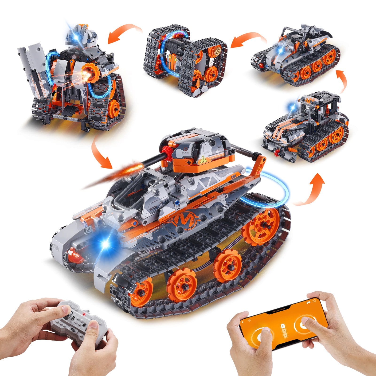 Glintex - STEM Building Toy 5-in-1 554PCS Remote Control Car Robot Tank Set, APP Controlled Educational Kit for Kids 6+ .