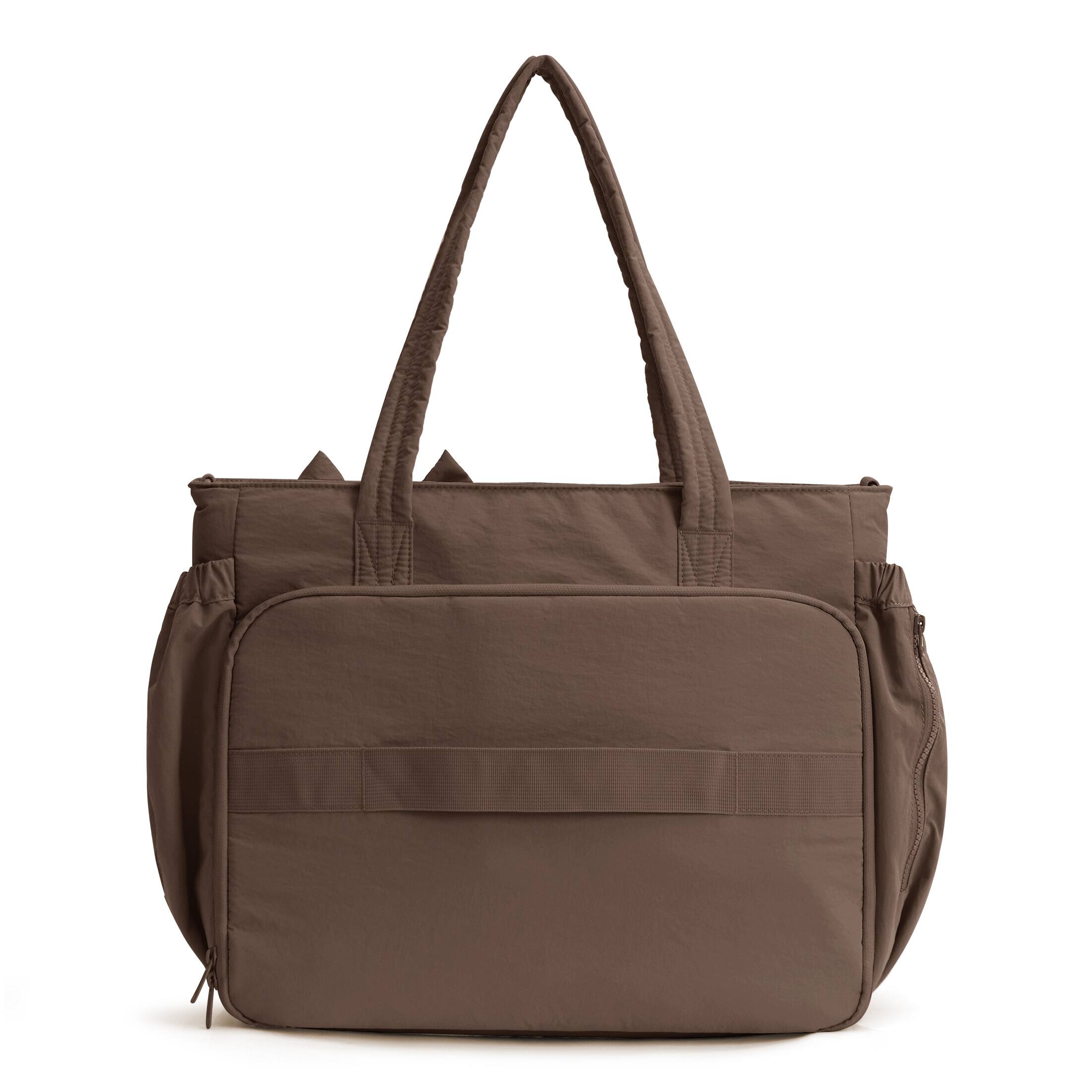 Back. Bagsmart - Bloom Everyday Tote, Diaper Bag with 180° Wet/Dry Compartment & Detachable Bottle Pouch for Travel & Daily Use - Mocha.