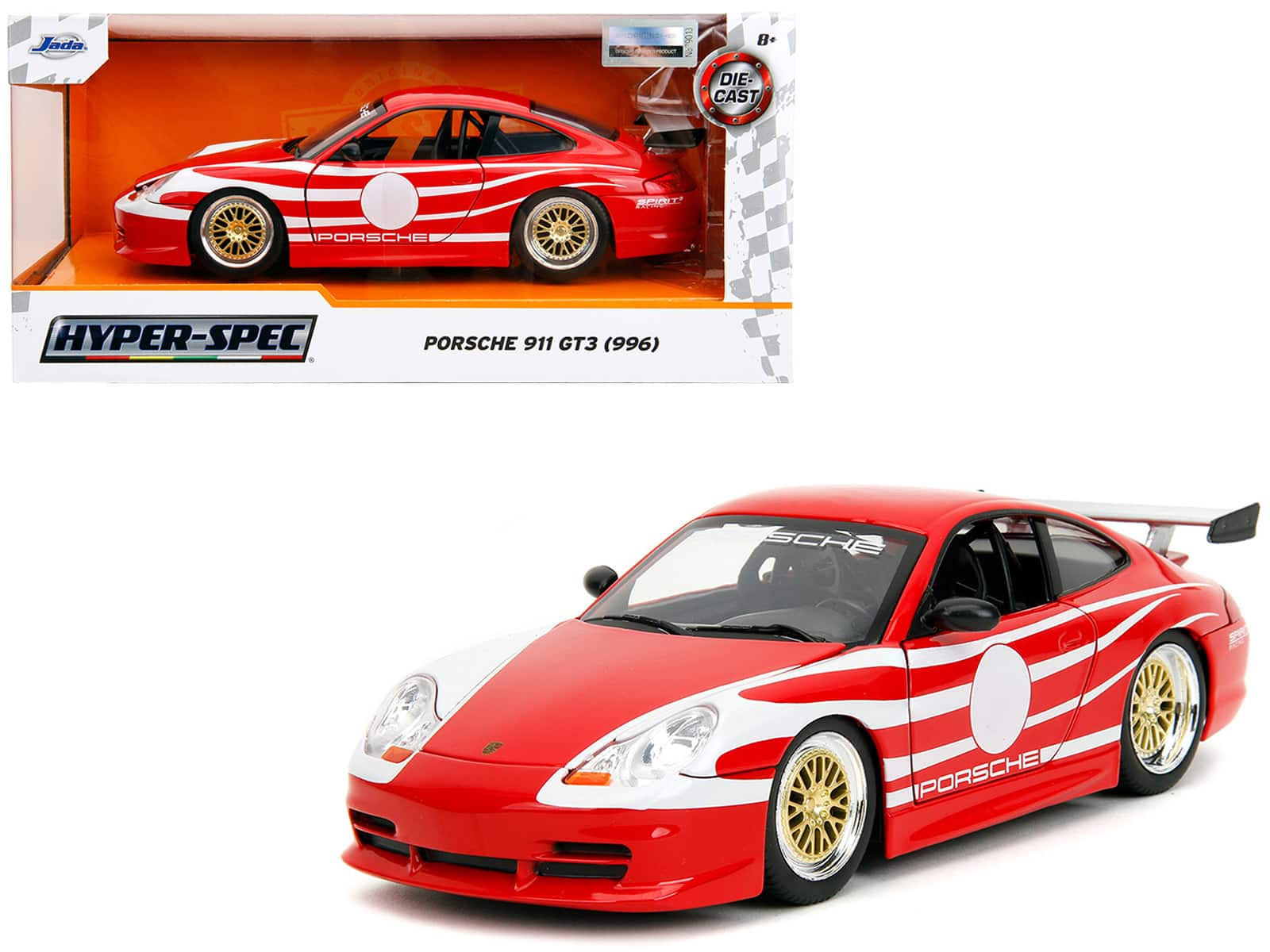 "Porsche 911 GT3 (996) Red with White Graphics ""Hyper-Spec"" Series 1/24 Diecast Model Car by Jada" price history on PriceWatchPro