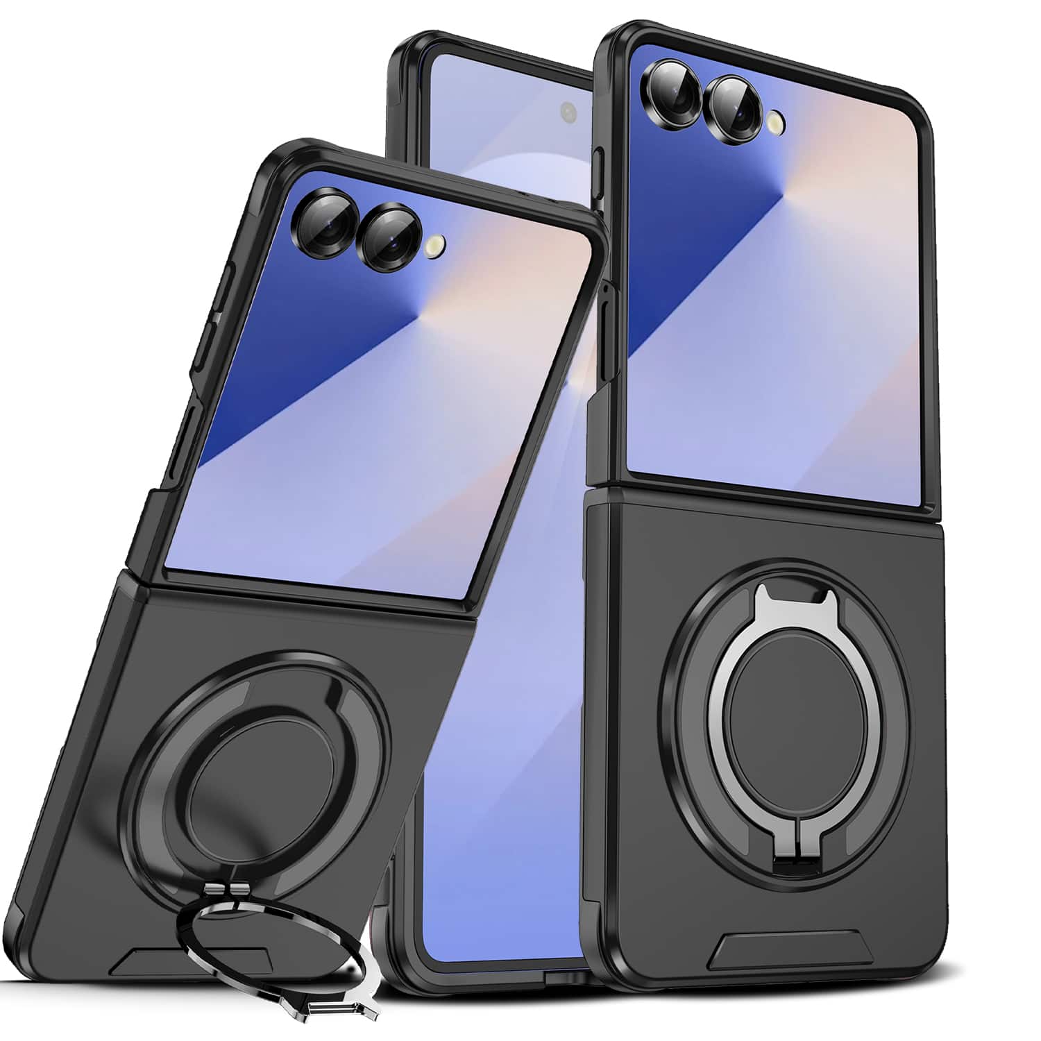 Dteck - Magnetic Rotating Ring Stand Case For Samsung Galaxy Z Flip 7 Case, Heavy Duty Shockproof Hard PC TPU Phone Cover - Black price history on PriceWatchPro