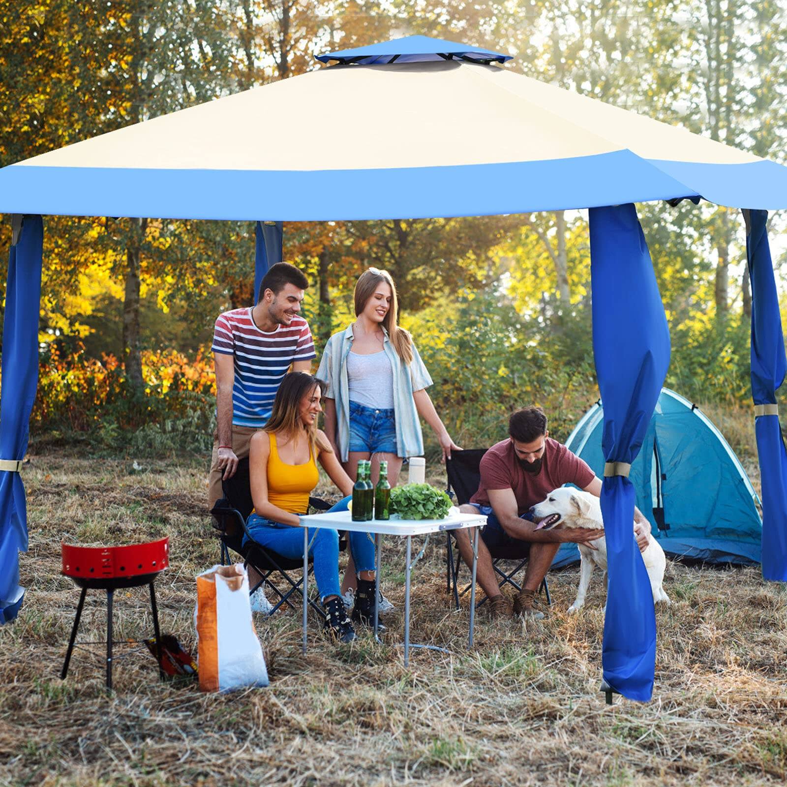 Alt View 8. Ecooso - 13 x 13 Feet Pop Up Gazebo Tent with Carry Bag for Patio Garden - Blue.