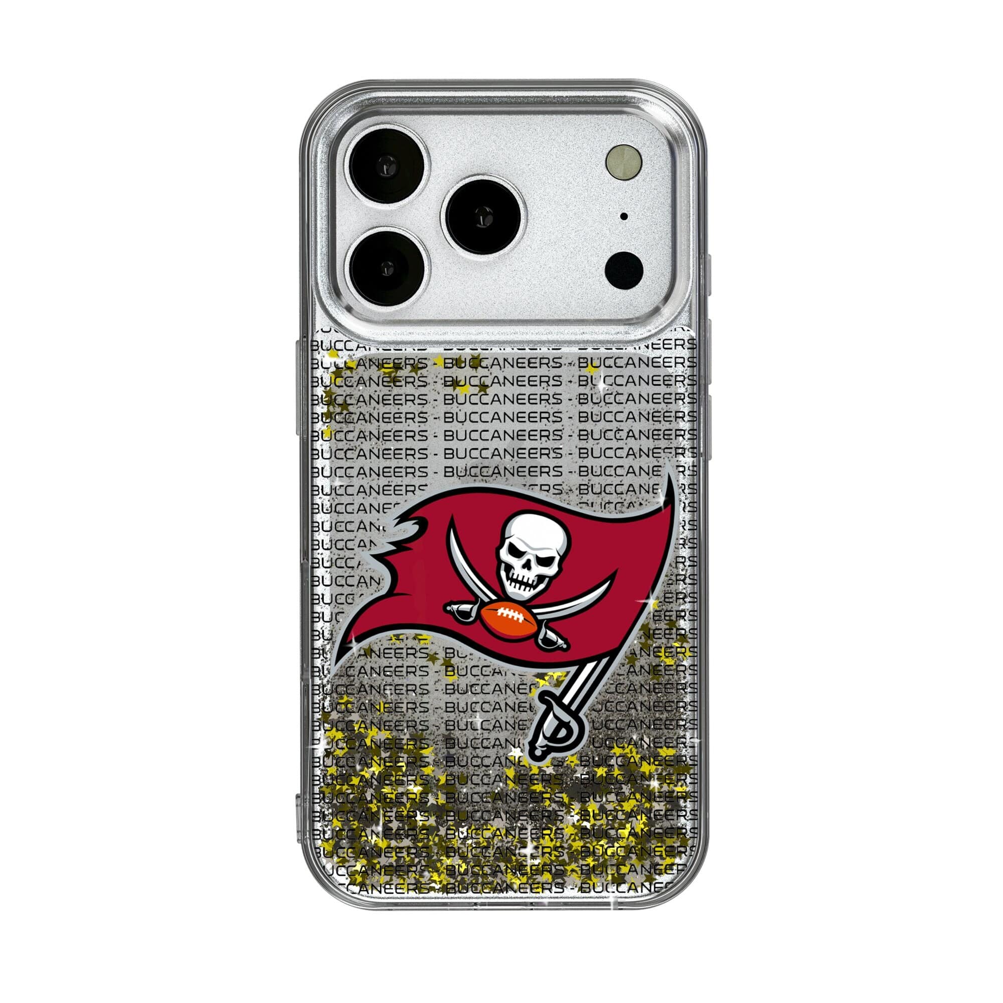 Keyscaper - NFL - Tampa Bay Buccaneers iPhone Text Backdrop Design Glitter Case - 15 Pro Max - Multicolor