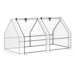 Outsunny - 6' x 3' x 3' Mini Greenhouse with Zippered Doors & Roll-up Windows, Portable Plant Hot House with Durable PE Cover - White