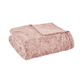 Gracie Mills - Shawn Brushed Faux Fur to Mink Oversized Throw - Blush