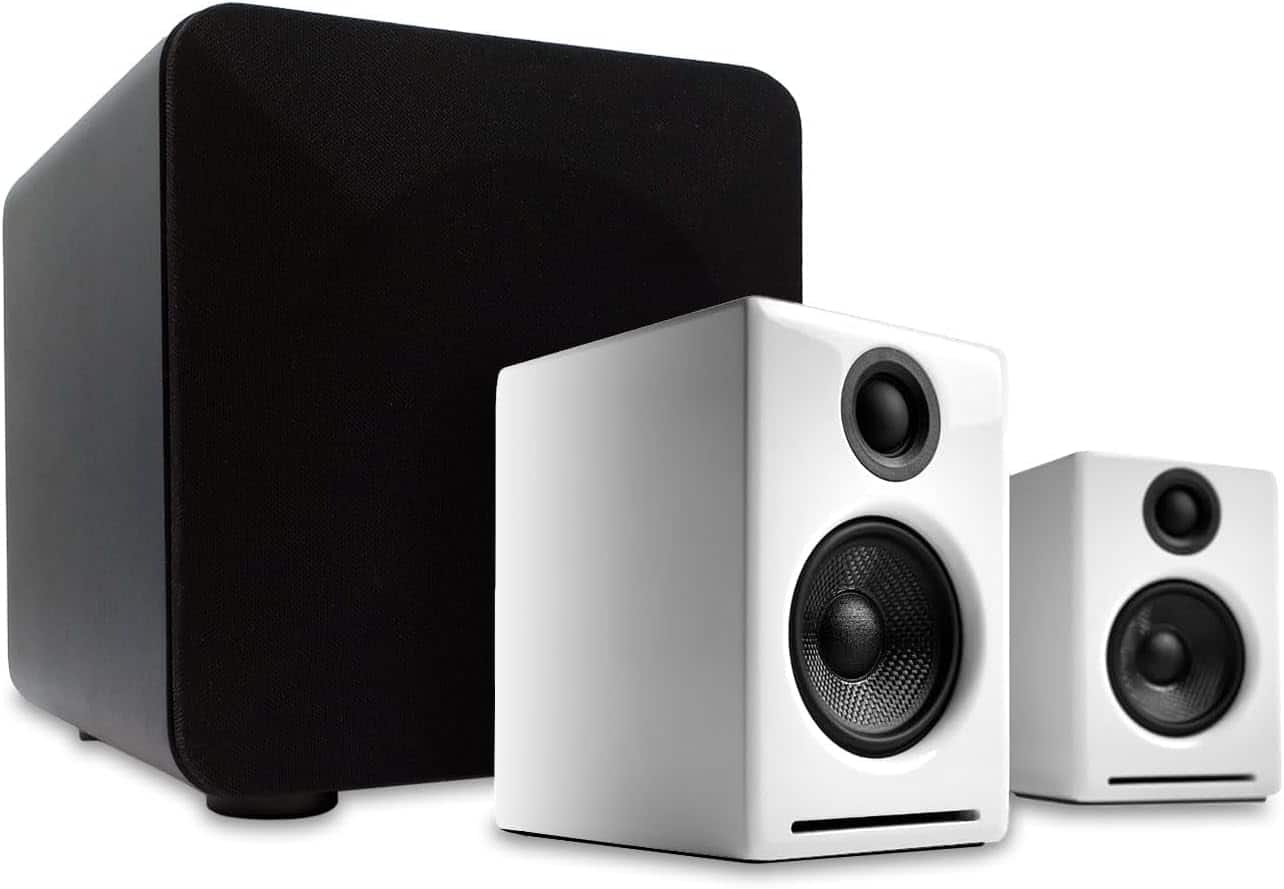 Audioengine - A2+ Next Gen Home Music System & S6 Black Powered Subwoofer - White