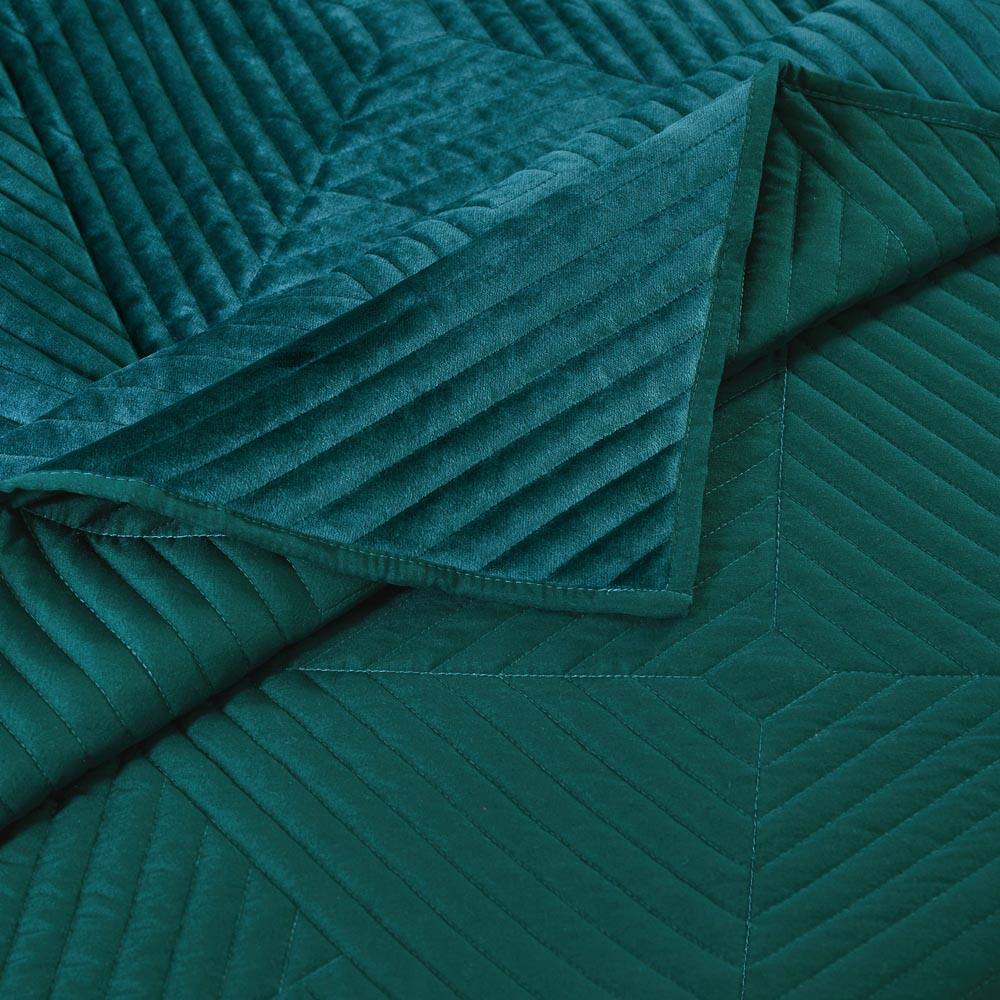Back. BreeBe - Riviera Velvet Teal Quilt Set 3-Piece King/Cal King - Teal.