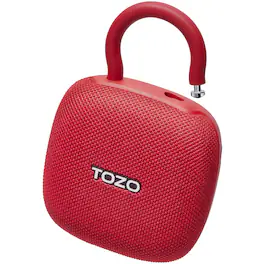 TOZO - PE1 Portable Bluetooth Speaker – IPX8 Waterproof, 10W Sound, 32H, Fast Charge, Built-In Carabiner - Red