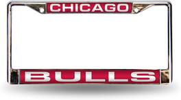 Rico Industries - Chicago Bulls NBA Chrome Metal Laser Cut License Plate Frame - Multi