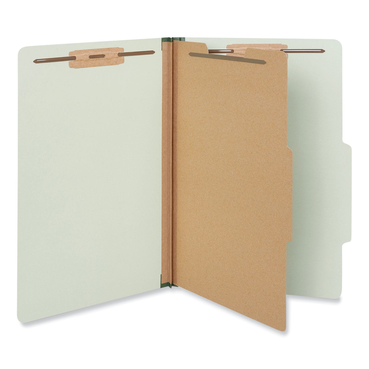 Universal - Four-Section Pressboard Classification Folders, 2" Expansion, 1 Divider, 4 Fasteners, Legal Size, Green Exterior, 10/Box