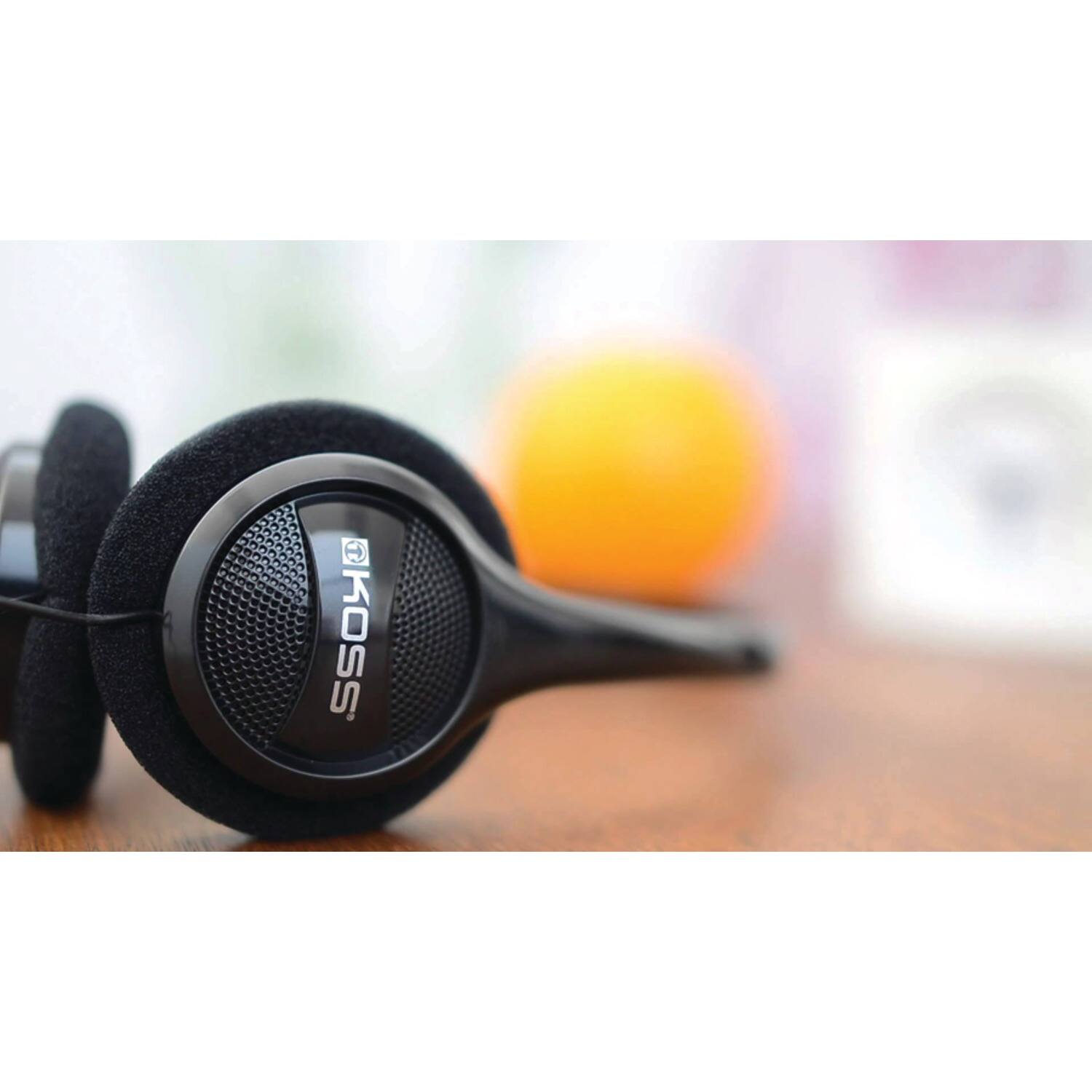 Left. Koss - KPH7 Wired On-Ear Lightweight Headphones, 3.5mm Connector, Dual-Entry Cord - Black.