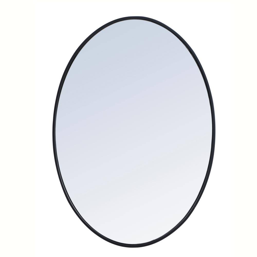 Alt View 1. Elegant Decor - Metal frame oval mirror 34 inch in Black - Black.