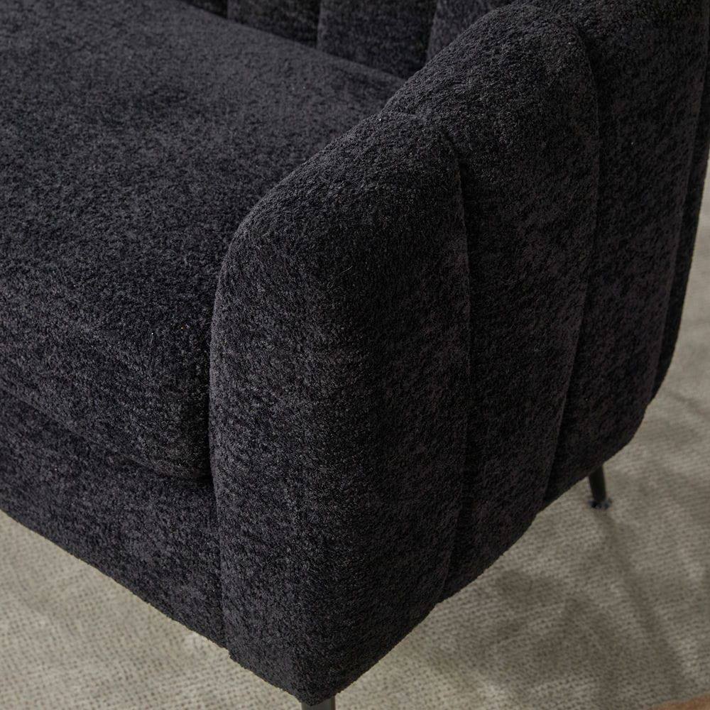 Left. Kadyn - 50.2'' Wide Upholstered Mini Loveseat Accent Couch, Modern Settee with Metal Legs, 2-Seater Sofa for Living Room, Black - Black.