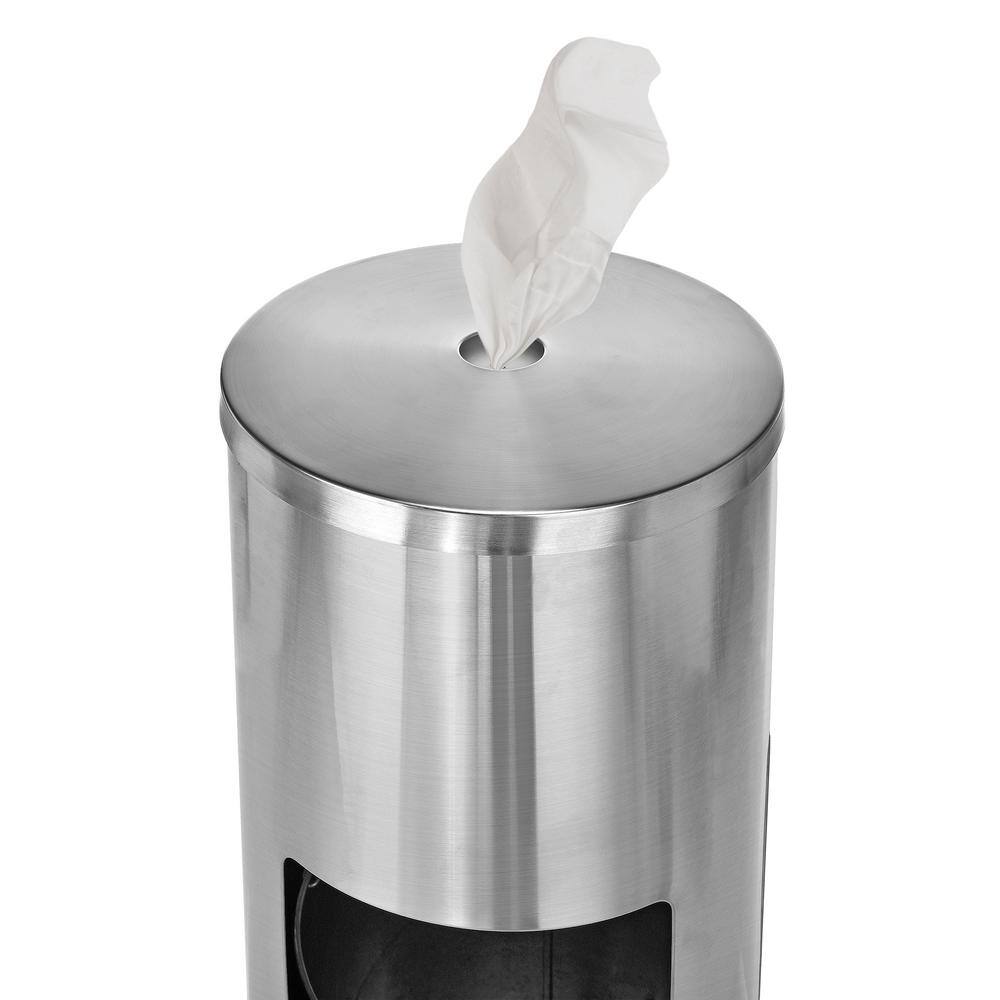 Back. Alpine Industries - Stainless Steel Gym Wipe Dispenser with Built-in 7 Gallon Trash Can Receptacle - Silver.