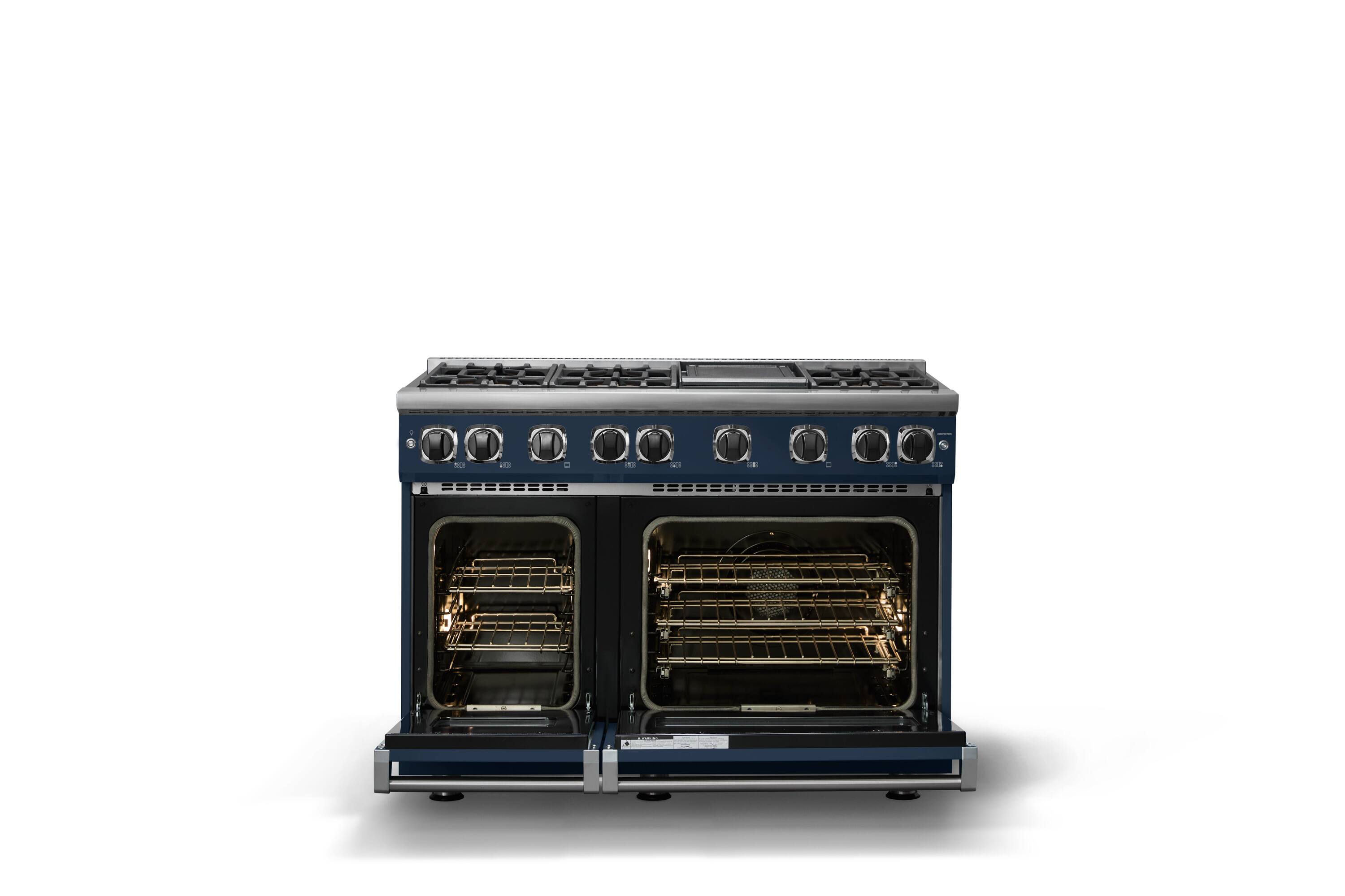 Alt View 2. Viking - 48"W. 7.3 Cu. Ft. Freestanding Sealed 6 Burner Gas Range/Griddle  - Slate Blue - Slate Blue.
