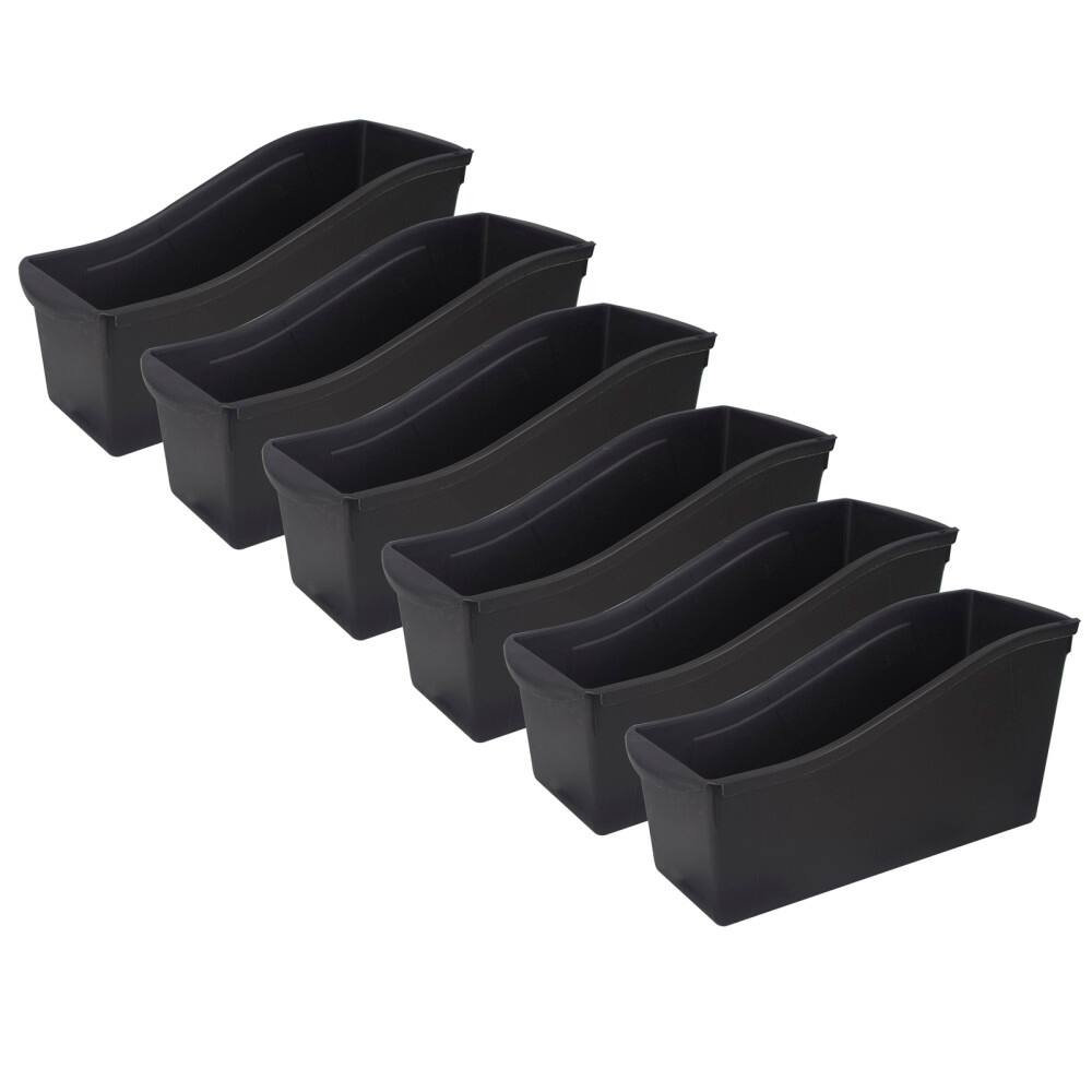 Front. Storex - Storex Large Book Bin, Black, Pack of 6.