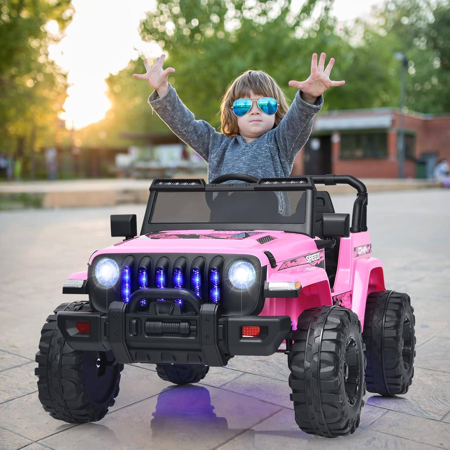 Alt View 1. Costway - Costway Kids Ride on Truck 12V Battery Powered Ride on Car 2-Seat  with 2.4G Parental Remote Control - Pink.