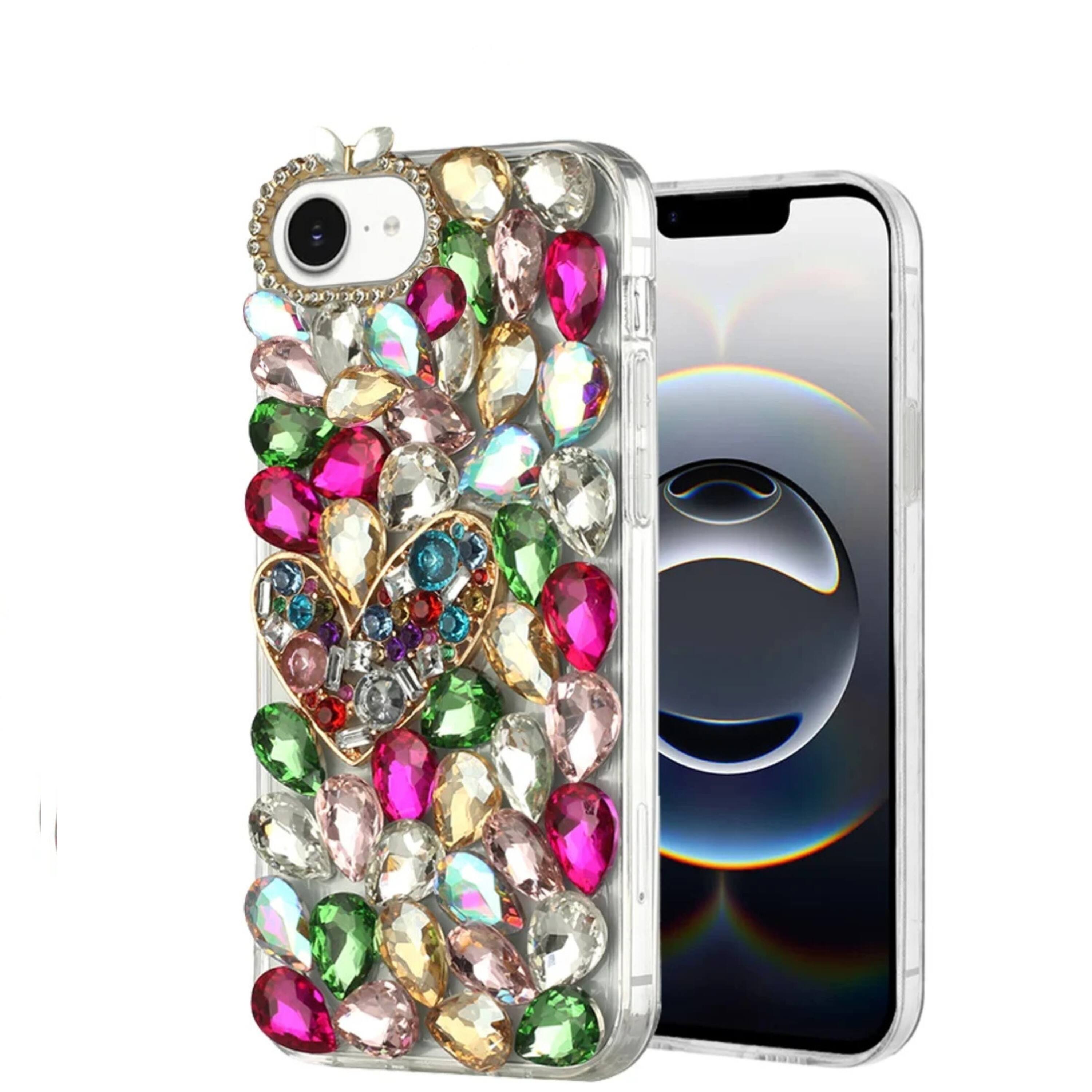 Kitcheniva Full Diamond Faux 3D Jewel Phone Case With Tempered Glass ...