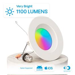 Infibrite - 5/6 In. WiFi Smart 12W 1100LM Recessed Retrofit LED Definitive Series Downlight Kit, Dimmable, Alexa/Google, Wet Rated - White