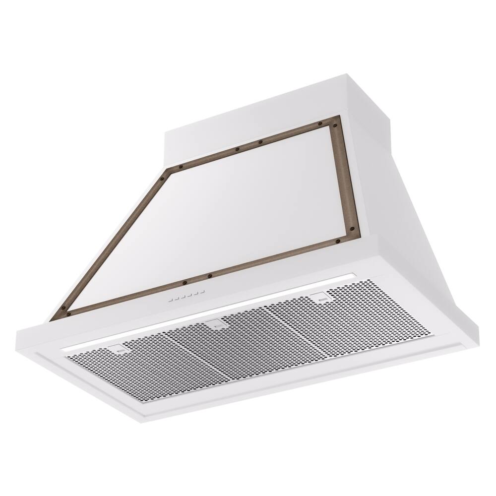 Alt View 2. ILVE - ILVE Nostalgie II Series 36 in. Noblesse Wall Mount Range Hood with 600 CFM (Burnished Trim) - White.