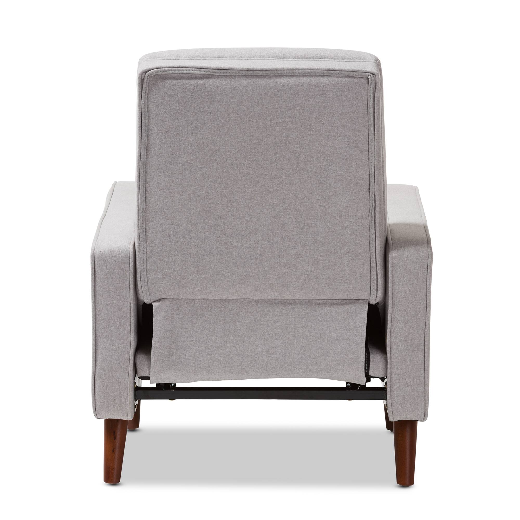 Alt View 2. Baxton Studio - Mathias Mid-century Modern Fabric Upholstered Lounge Chair - Light Grey.