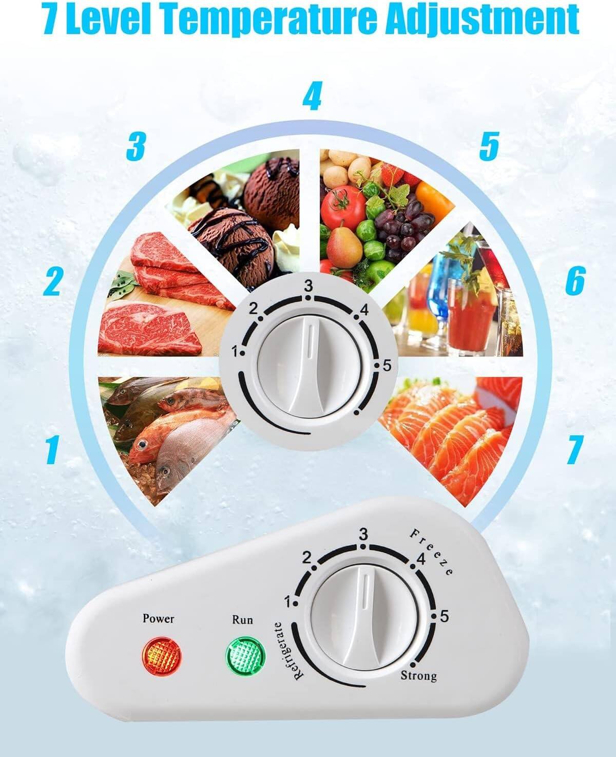 7 Level Temperature Adjustment

Power 2 1 Run Refrigerate 3 Freeze A 5 Strong