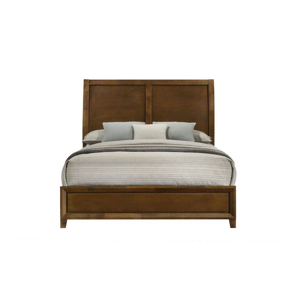 Angle. New Classic Furniture - Ballard Wood Queen Panel Bed in Walnut Brown - Walnut.