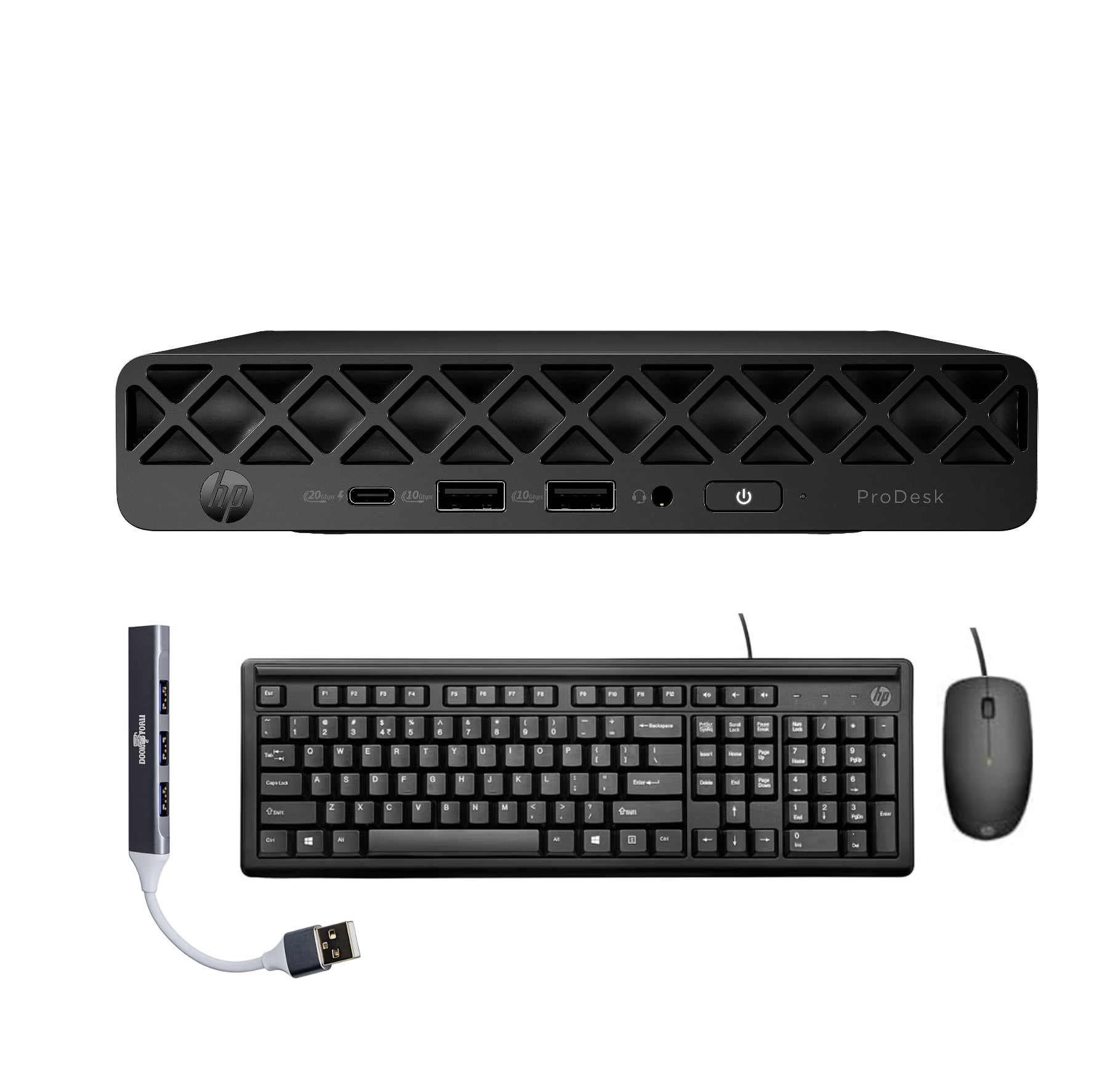 HP - ProDesk 4 Mini G1i Mini Desktop (Ultra 5-235T, 16GB, 512GB SSD, Intel Graphics, WiFi 6E, Win 11 Pro) w/USB Hub - Black