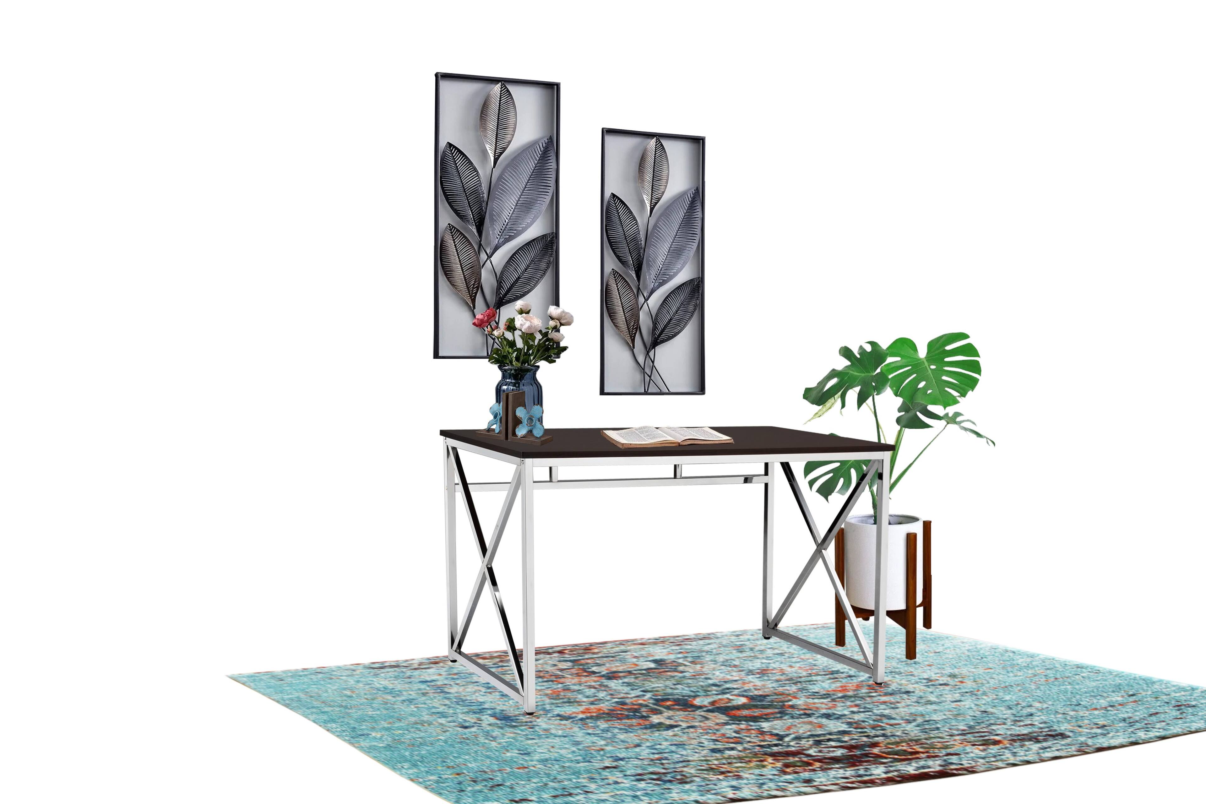 Angle. APRILSOUL - Madison Office Workspace Desk MDF/Chrome In Brown - Brown.