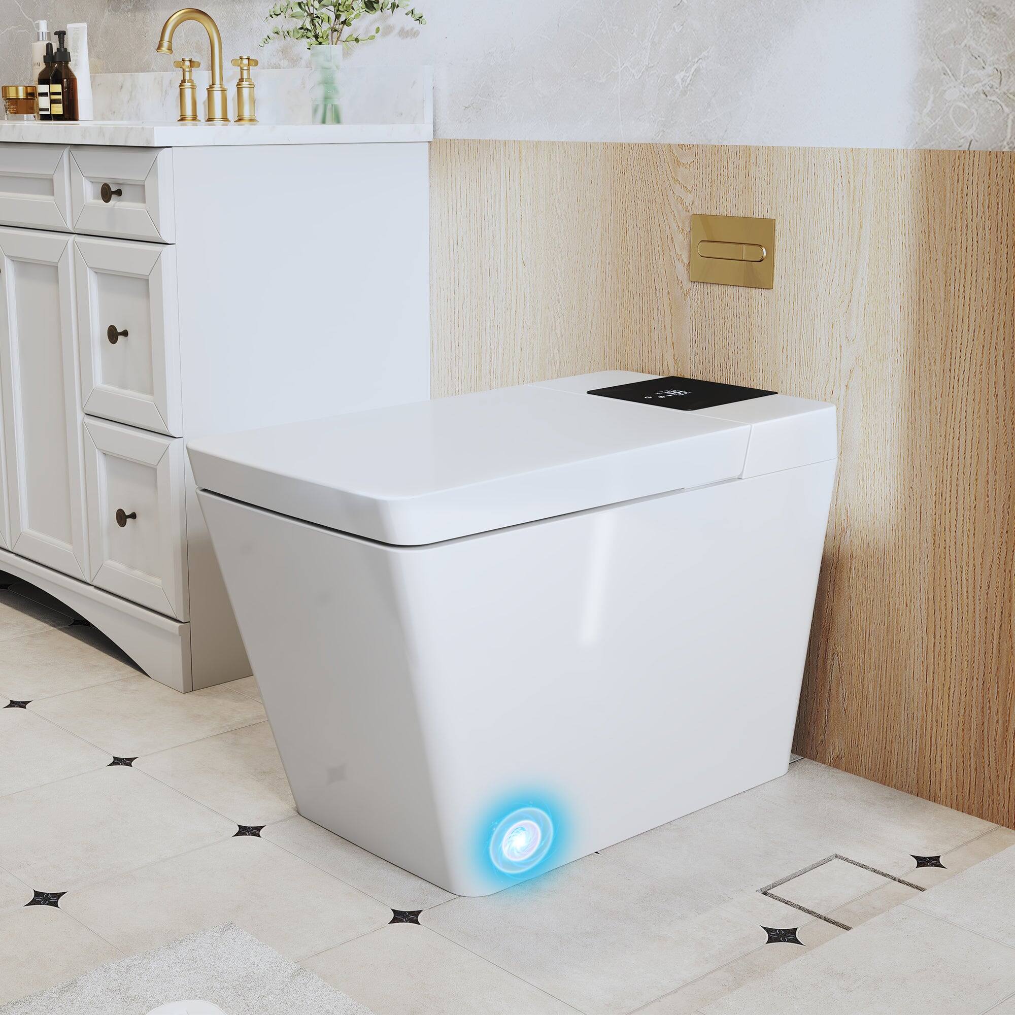 Alt View 2. Boyel Living - Smart Toilet Flagship Model Heated Seat Multi Wash Radar Sensor Auto Flush Remote Control - White.