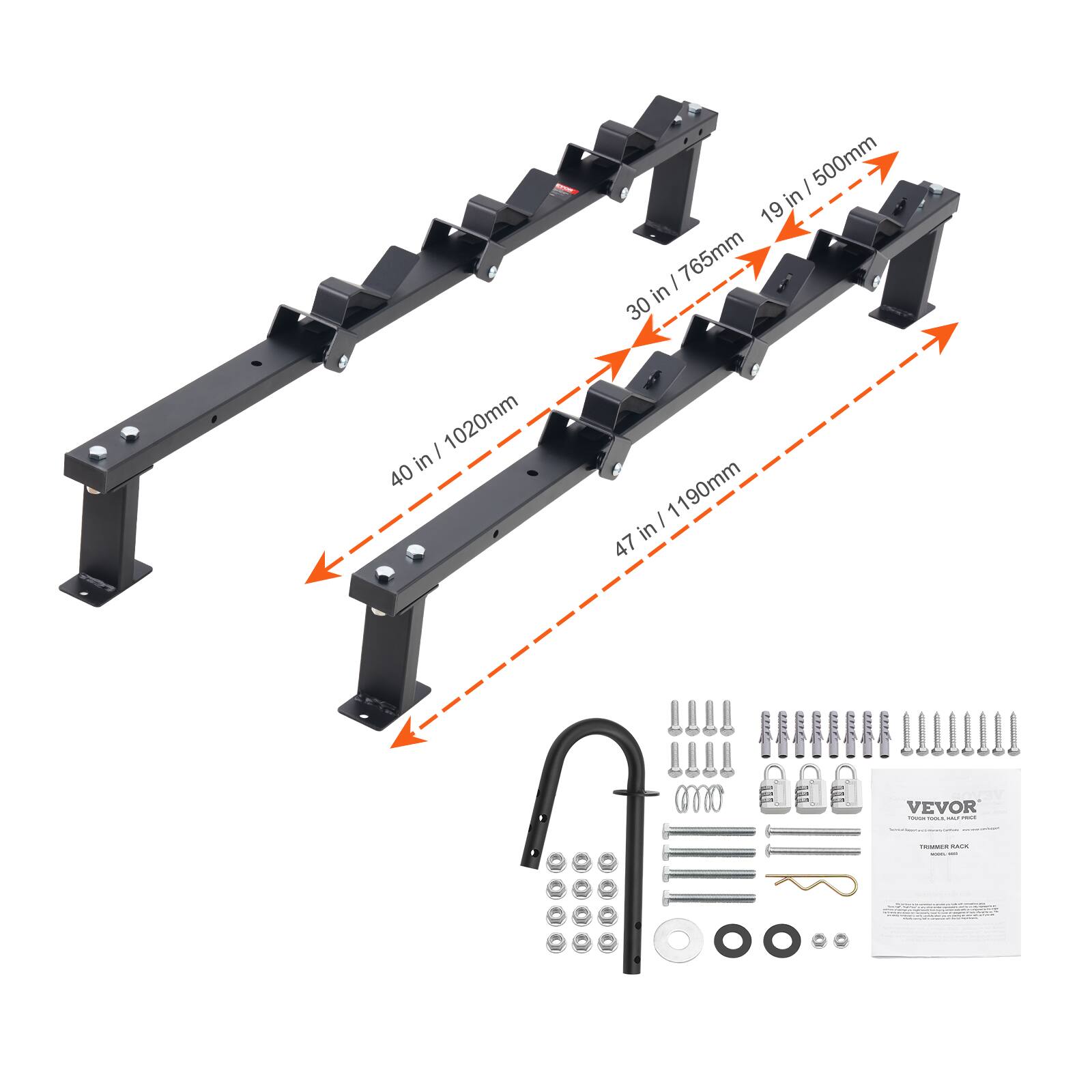 - 19 in / 500mm
- 30 in / 765mm
- 40 in / 1020mm
- 47 in / 1190mm