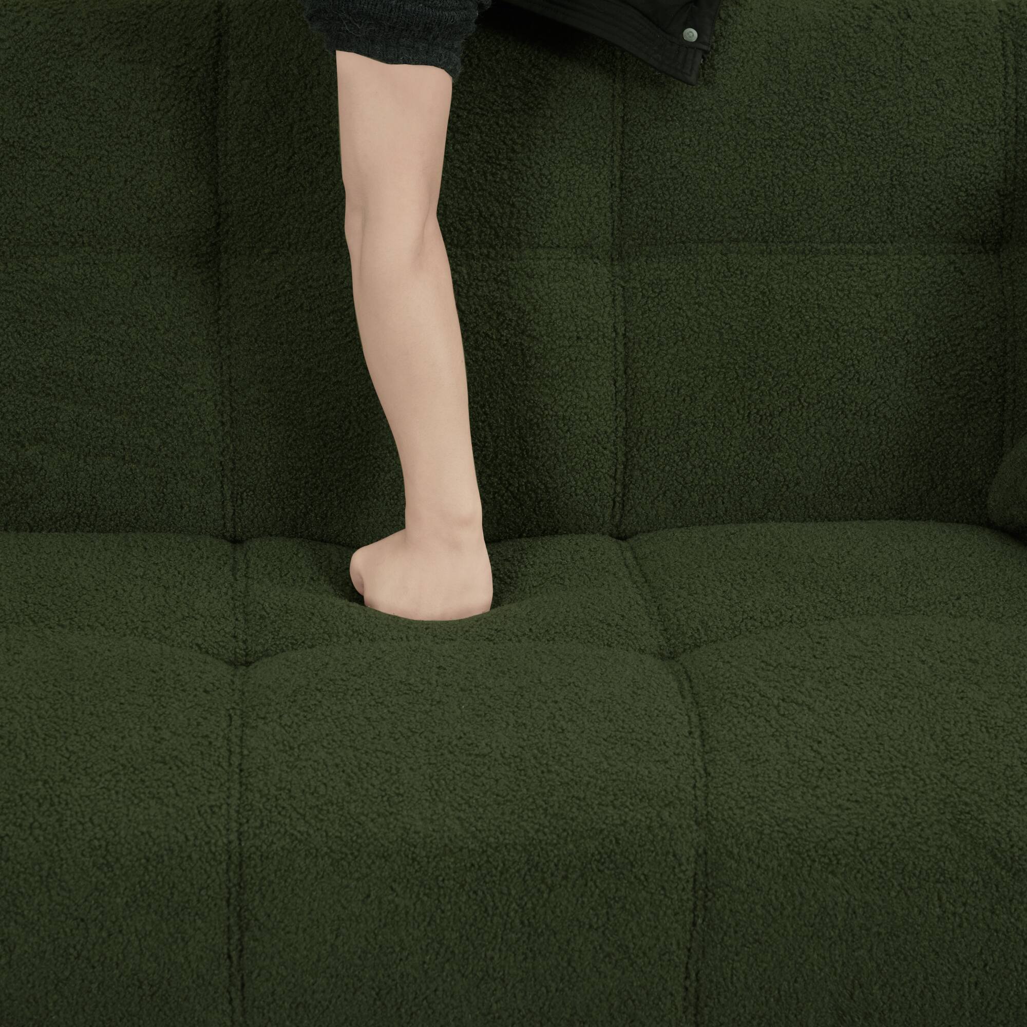 Alt View 5. GOODSILO - Space-Saving Convertible Sofa Bed with Folding Armrests | Double Sleeper for Living Rooms & Apartments - Green.