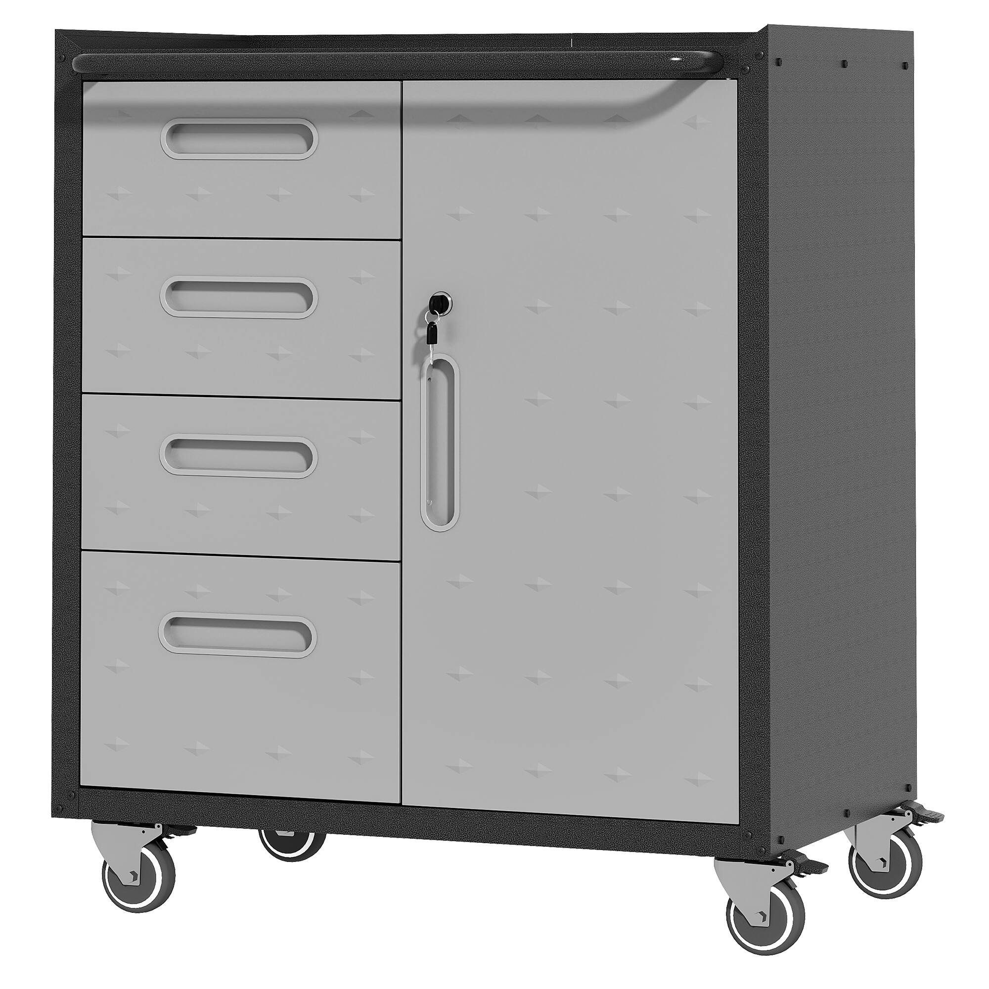 Angle. LOVMOR - Sturdy Metal Tool Storage Cabinet with Wheels for Garage Office and Home Organization Solutions.